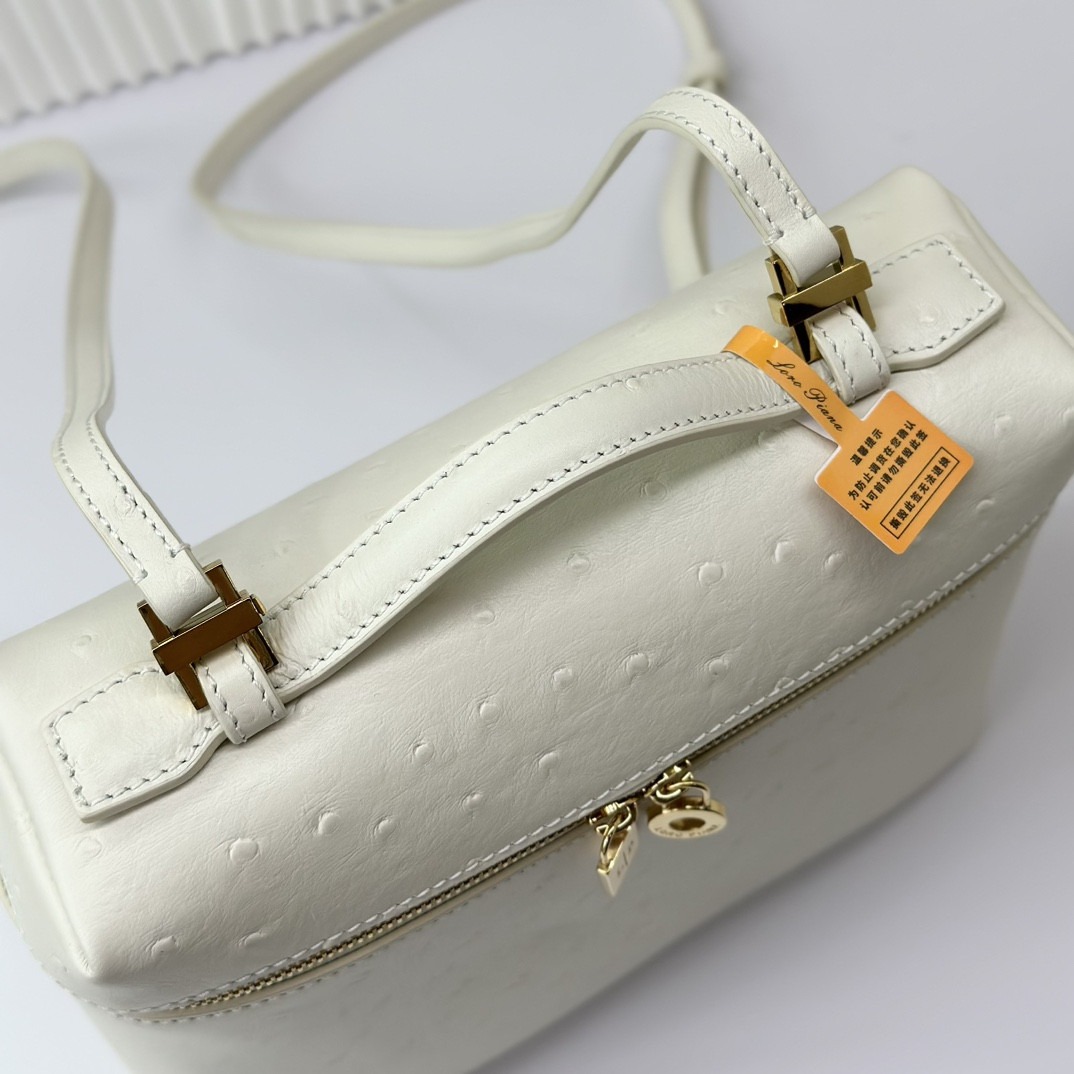 Loro Piana Extra Pocket backpack L23.5 Ostrich-grained Leather 23 x 21 x 8 cm