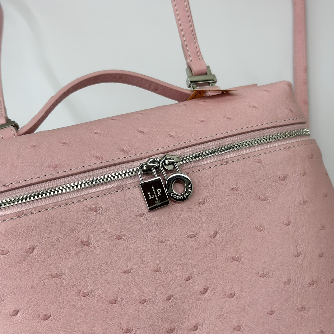 Loro Piana Extra Pocket backpack L23.5 Ostrich-grained Leather 23 x 21 x 8 cm