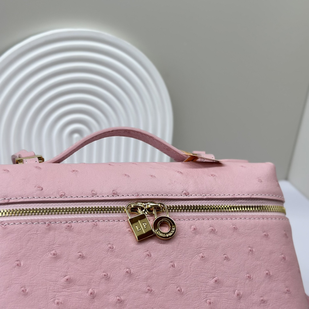 Loro Piana Extra Pocket backpack L23.5 Ostrich-grained Leather 23 x 21 x 8 cm