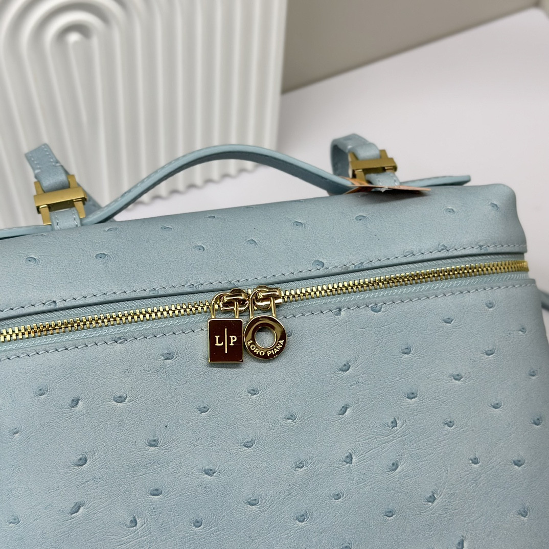 Loro Piana Extra Pocket backpack L23.5 Ostrich-grained Leather 23 x 21 x 8 cm