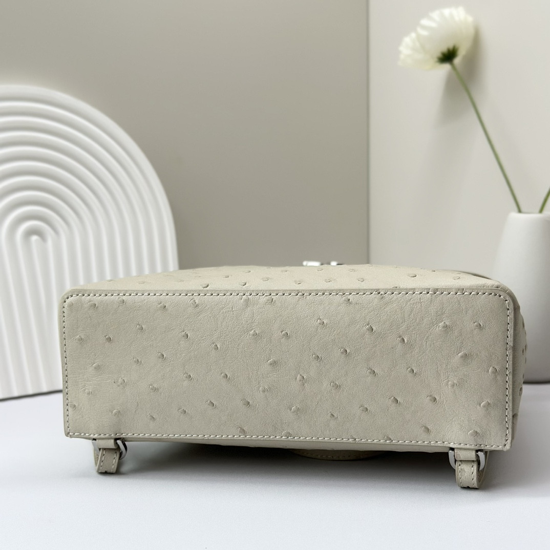 Loro Piana Extra Pocket backpack L23.5 Ostrich-grained Leather 23 x 21 x 8 cm