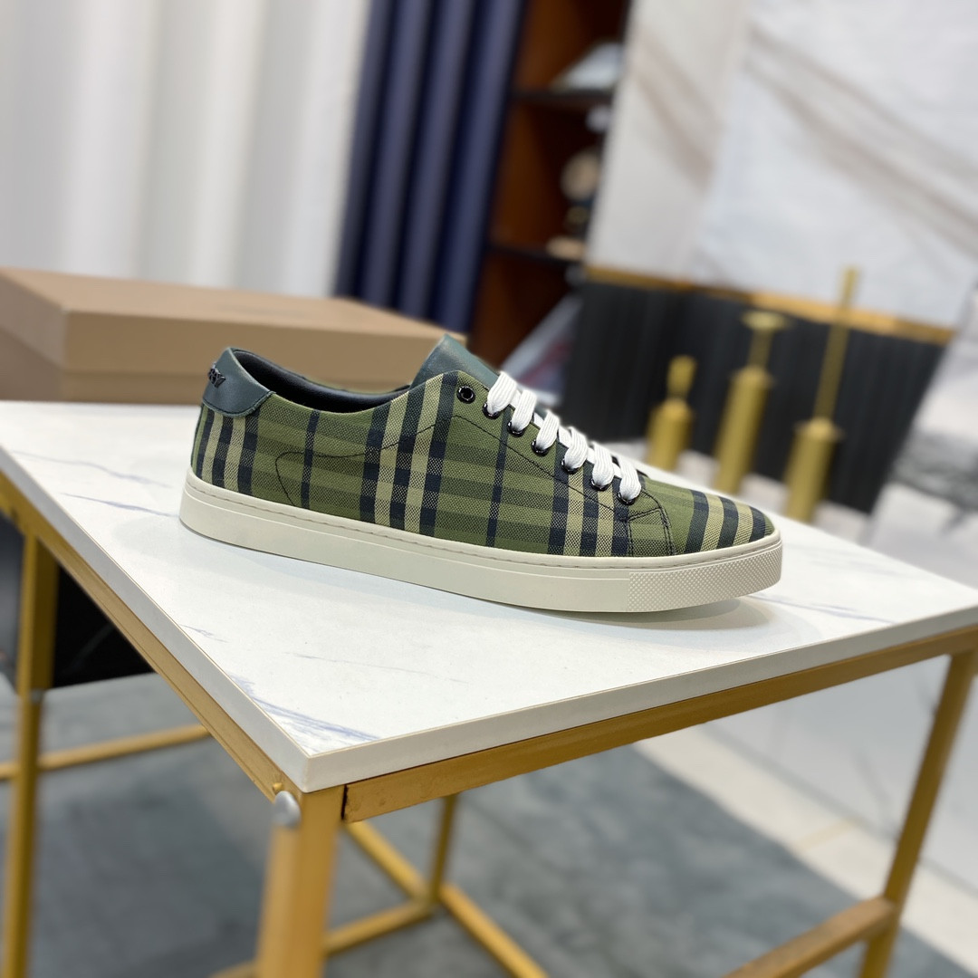 UA Burberry Check and Leather Sneakers