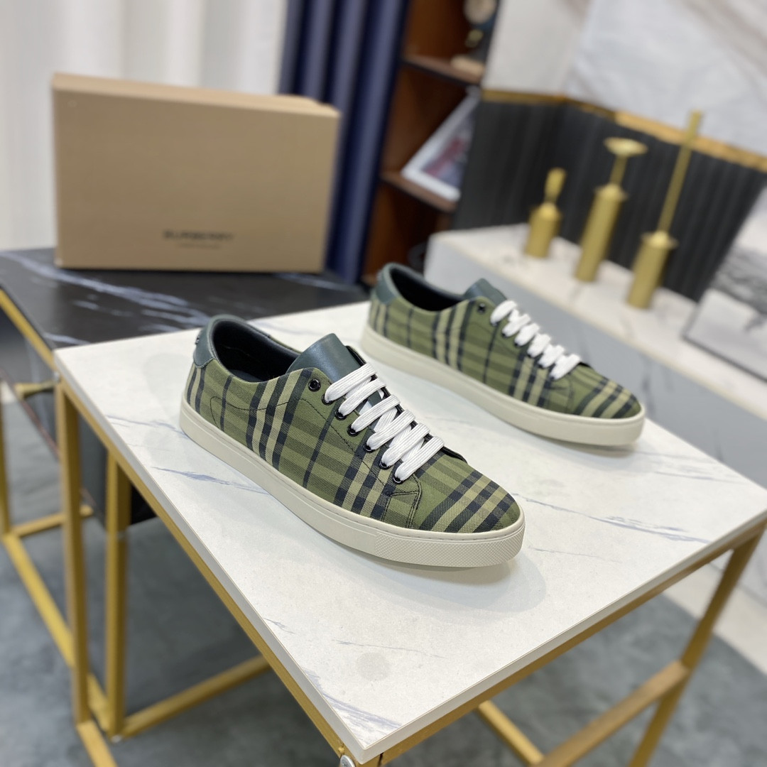 UA Burberry Check and Leather Sneakers
