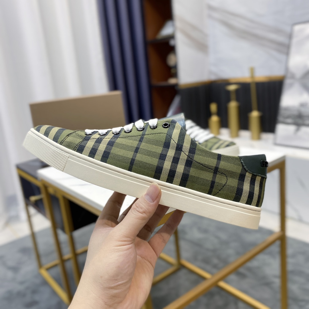 UA Burberry Check and Leather Sneakers