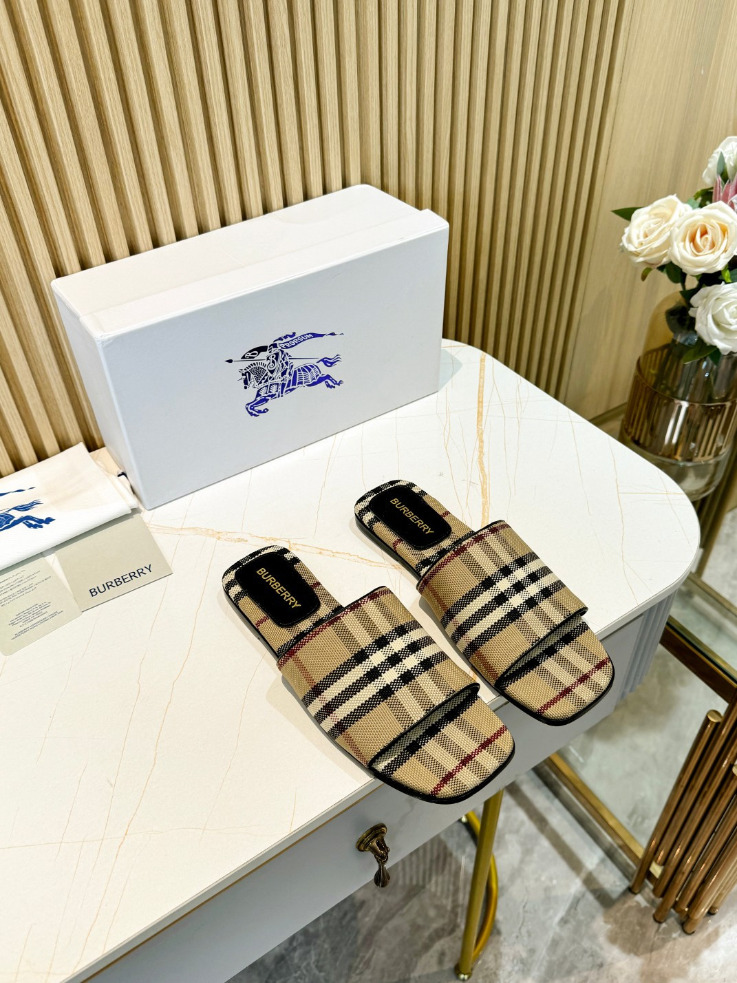 UA Burberry Check Slides