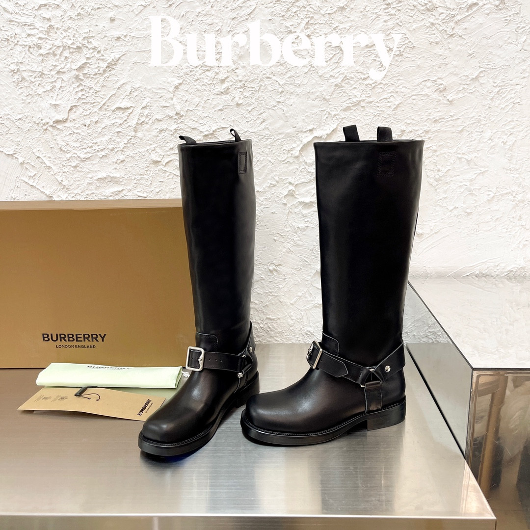 UA Burberry Leather Saddle Tall Boots