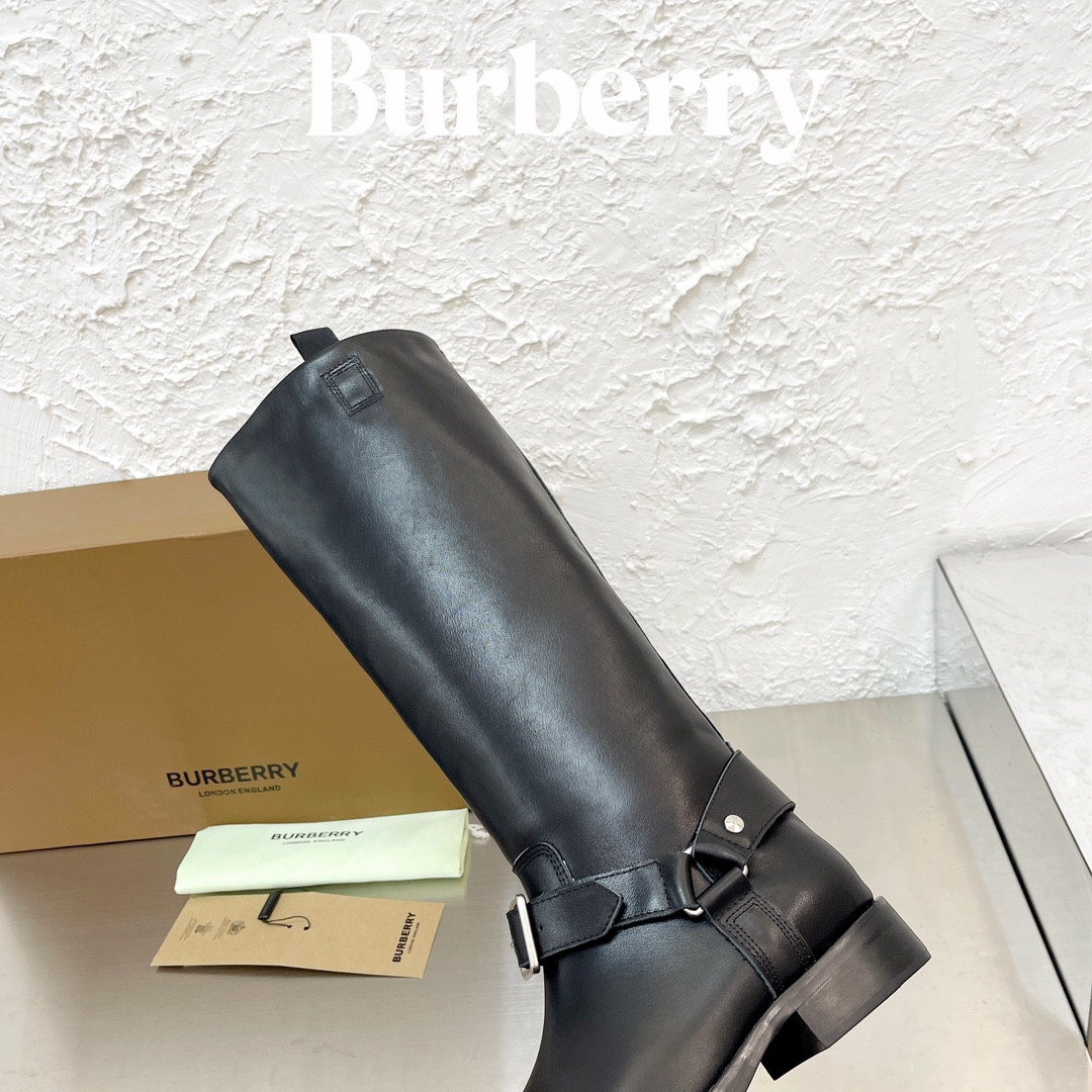 UA Burberry Leather Saddle Tall Boots