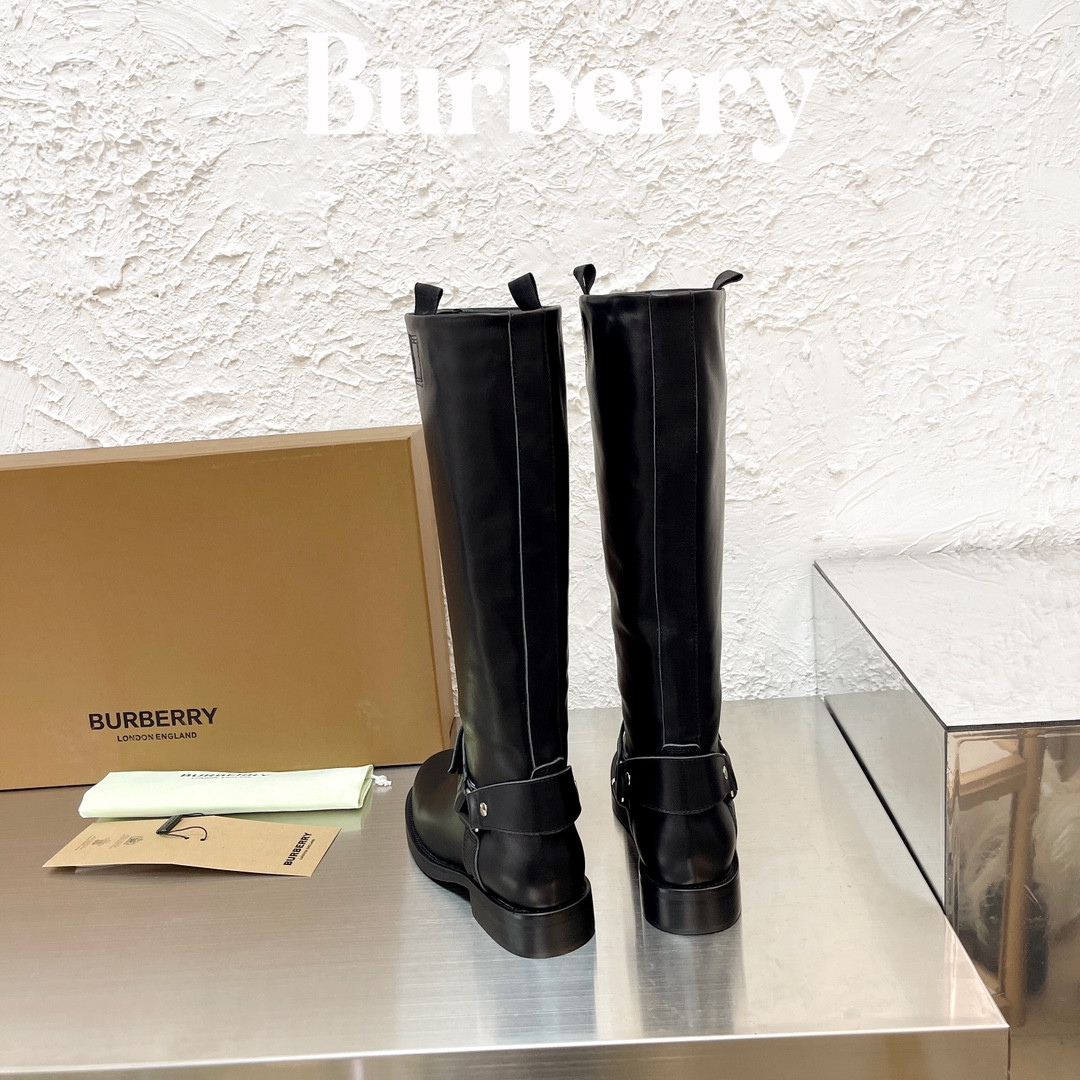 UA Burberry Leather Saddle Tall Boots