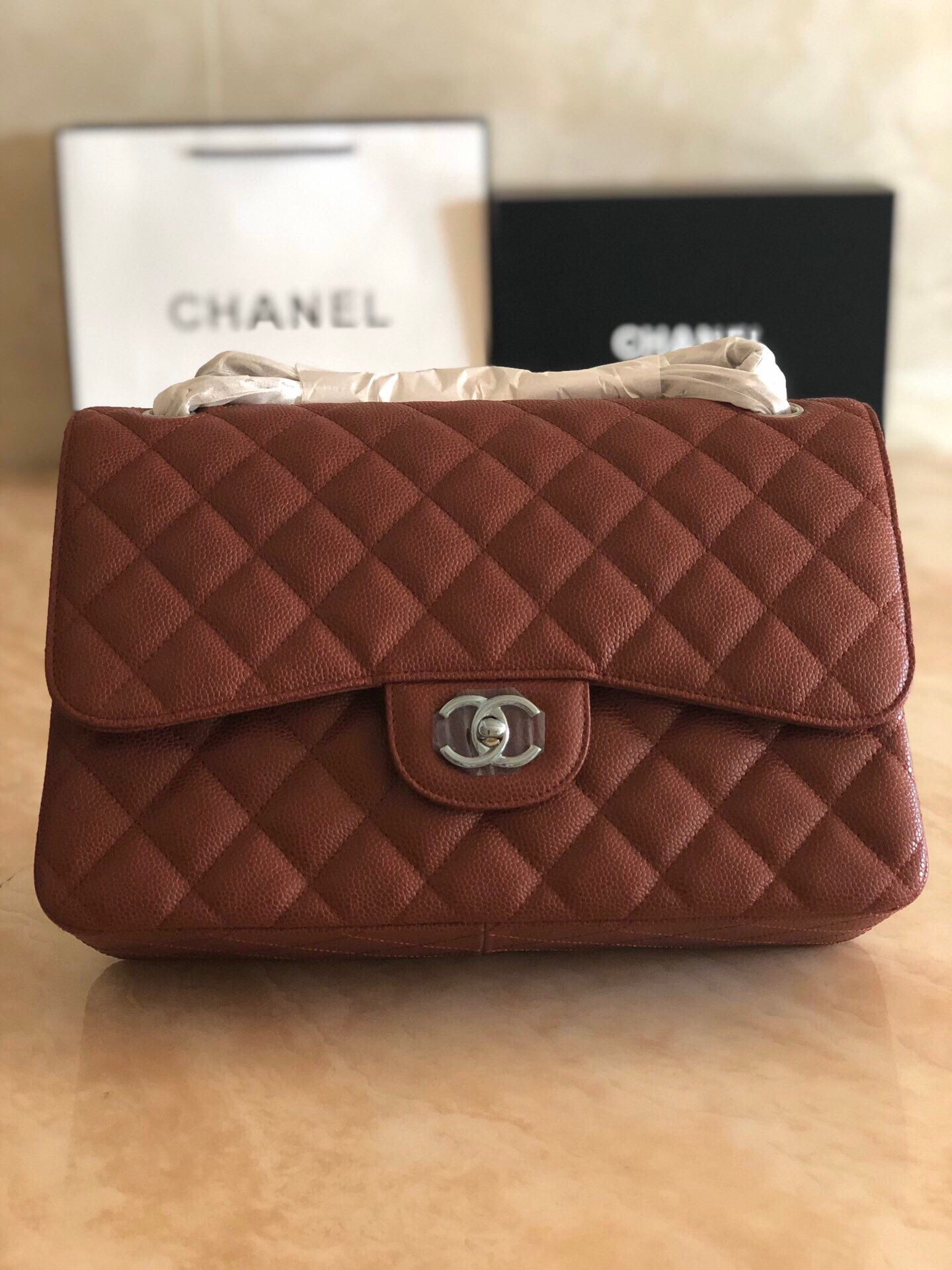 Chanel Classic Flap Jumbo 30cm CF Silver Hardware 7.6 × 11.7 × 3.9 in