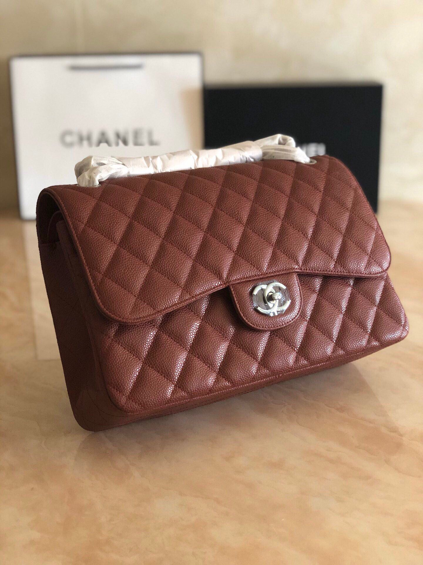 Chanel Classic Flap Jumbo 30cm CF Silver Hardware 7.6 × 11.7 × 3.9 in