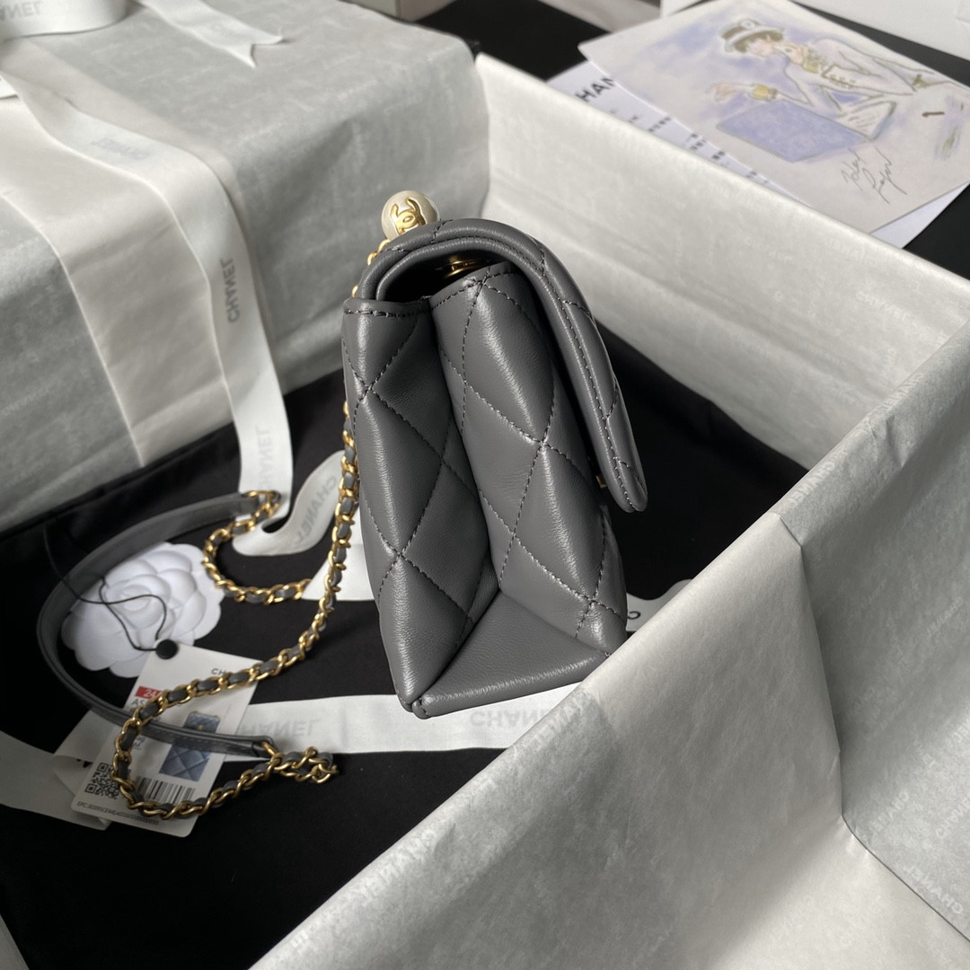 CHANEL MINI FLAP BAG WITH TOP HANDLE 12.5×19×7cm