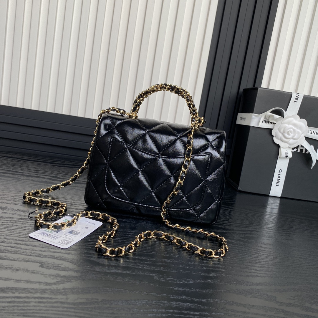 CHANEL MINI FLAP BAG WITH TOP HANDLE 14×19×8.5cm