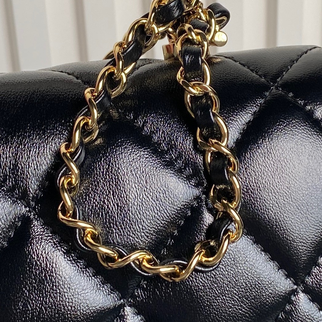 CHANEL MINI FLAP BAG WITH TOP HANDLE 14×19×8.5cm