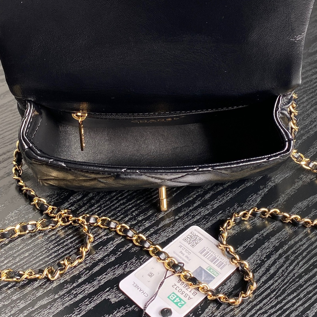 CHANEL MINI FLAP BAG WITH TOP HANDLE 14×19×8.5cm