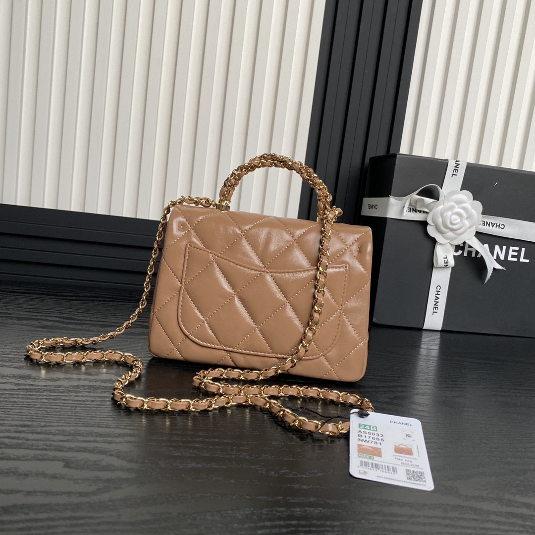 CHANEL MINI FLAP BAG WITH TOP HANDLE 14×19×8.5cm
