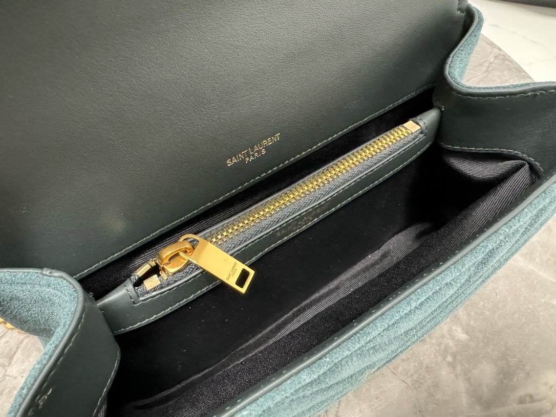 YSL LOULOU QUILTED SUEDE 23x17x9cm