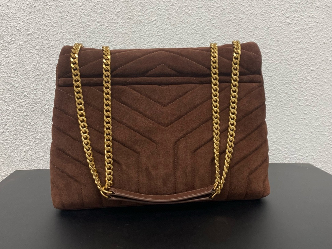 YSL LOULOU QUILTED SUEDE 32x22x9cm