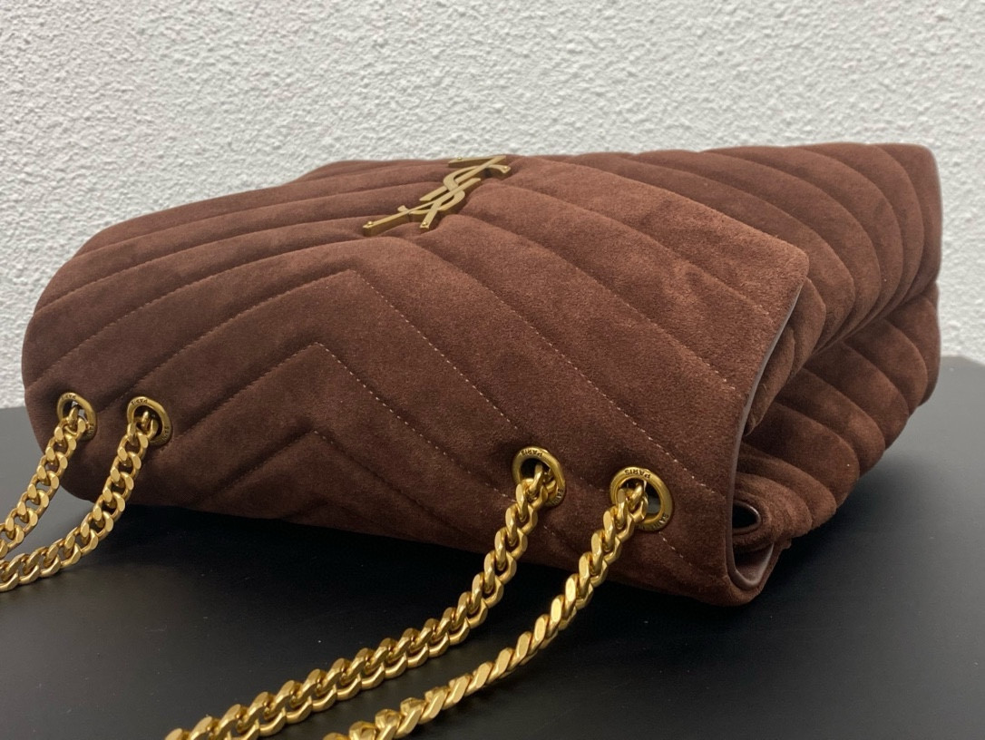 YSL LOULOU QUILTED SUEDE 32x22x9cm