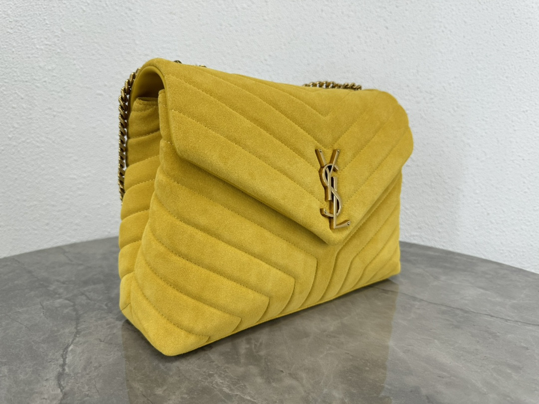 YSL LOULOU QUILTED SUEDE 32x22x9cm