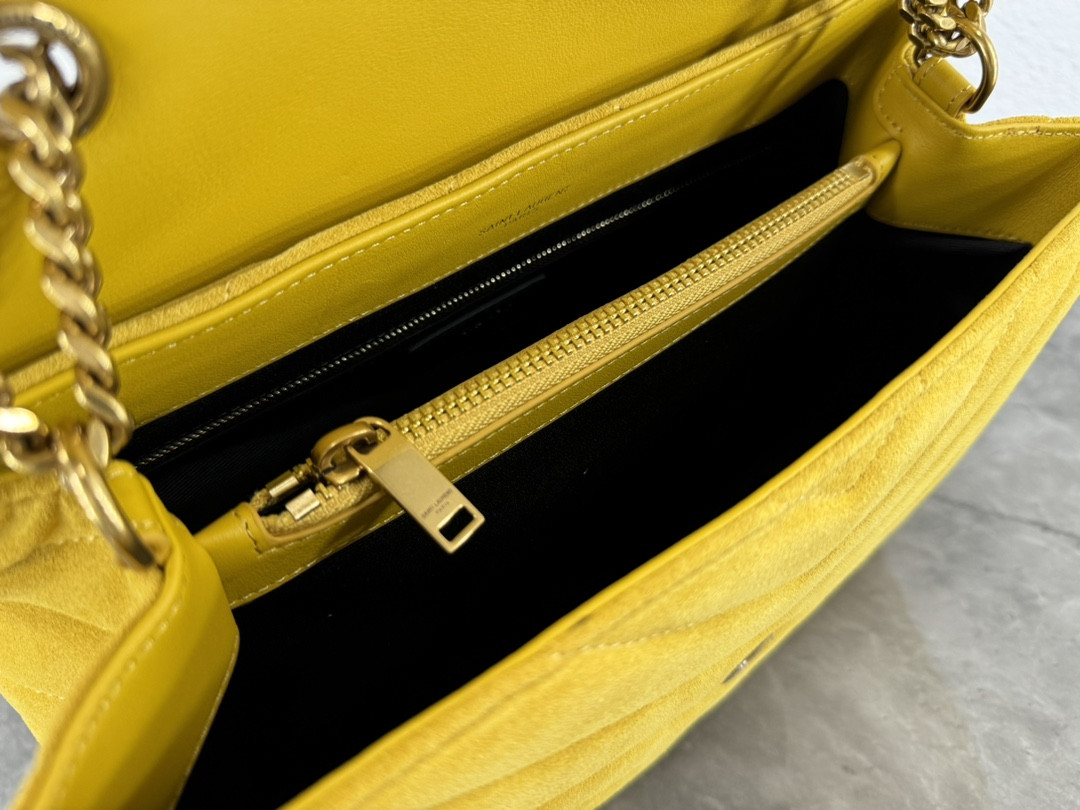 YSL LOULOU QUILTED SUEDE 32x22x9cm