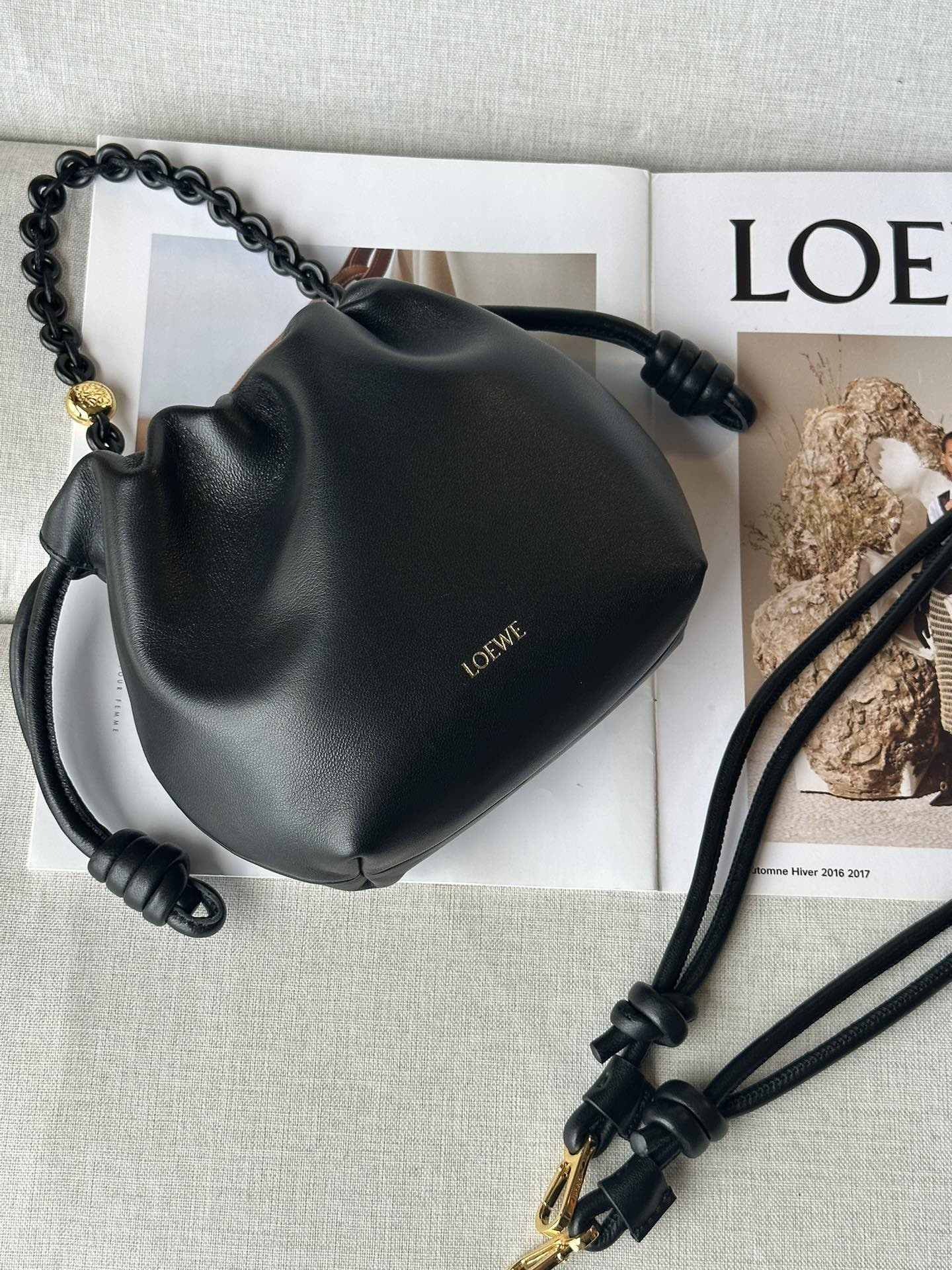 LOEWE Mini Flamenco Purse bag in mellow nappa lambskin 23x17x5.5cm