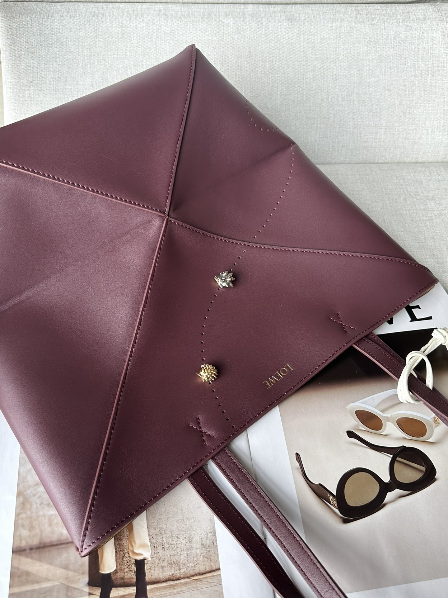 LOEWE Medium Puzzle Fold tote in shiny calfskin 25.5x14.5x31.5cm