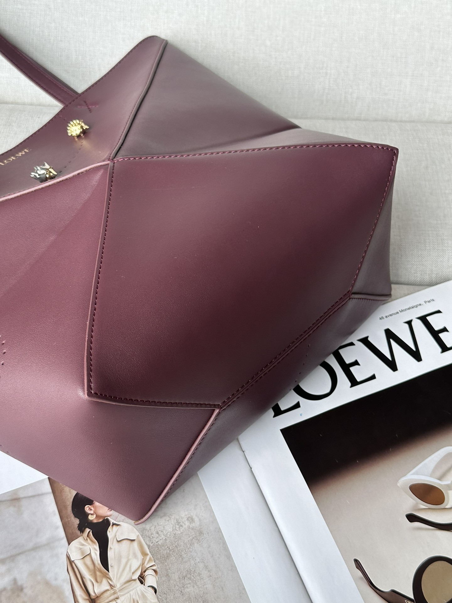 LOEWE Medium Puzzle Fold tote in shiny calfskin 25.5x14.5x31.5cm