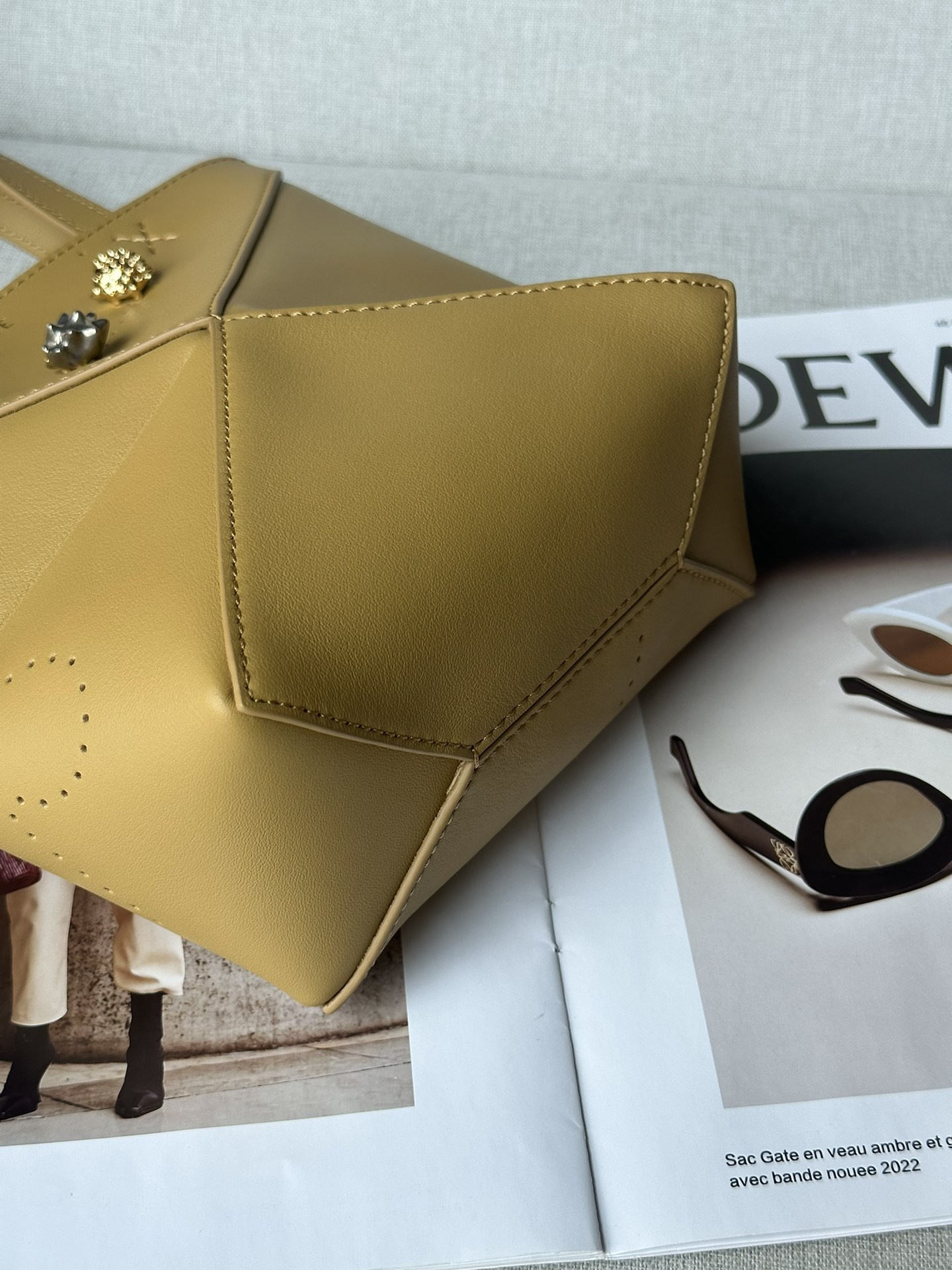 LOEWE Mini Puzzle Fold tote in shiny calfskin 16.5x9.5x20cm