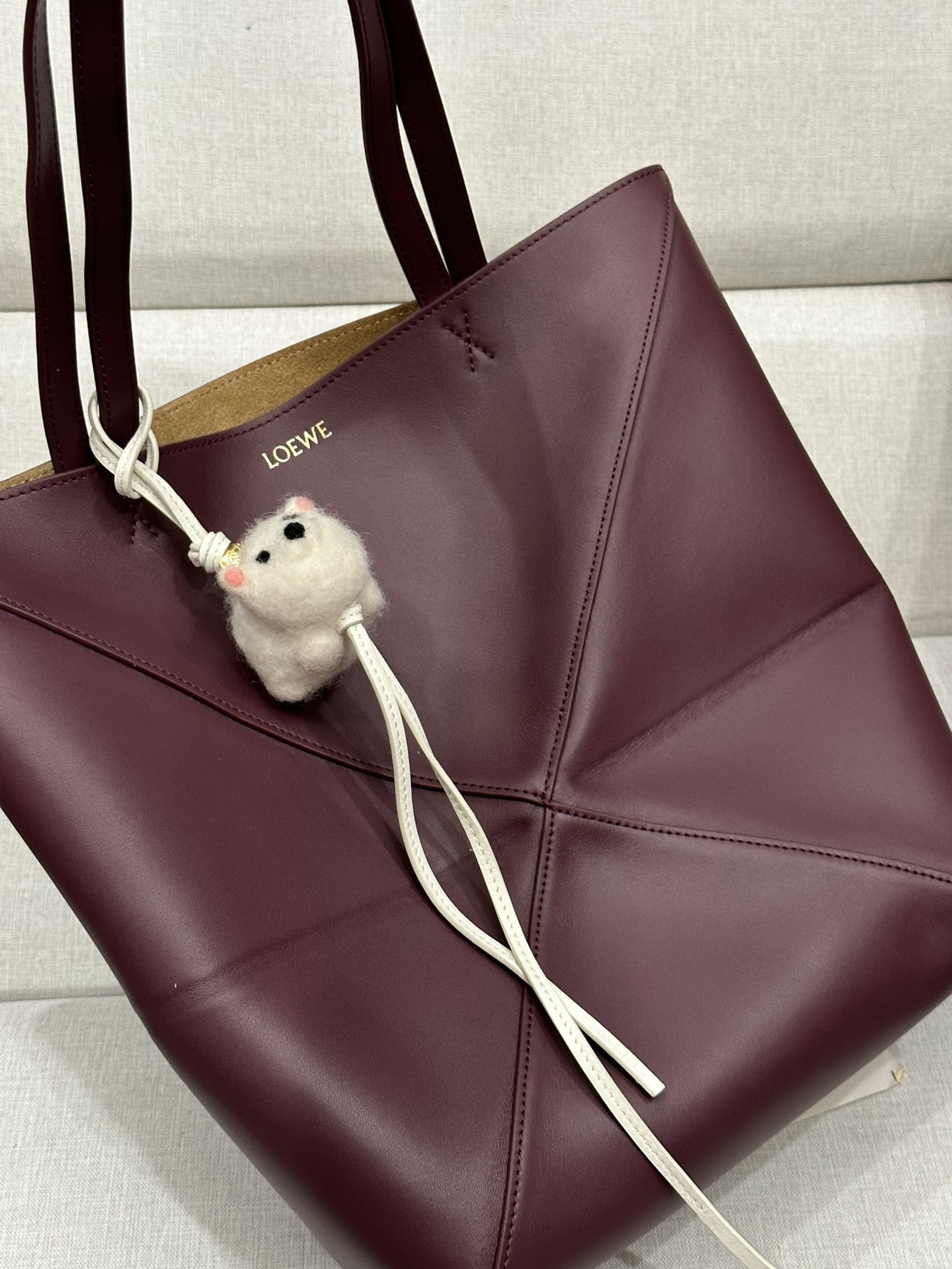 LOEWE Medium Puzzle Fold tote in shiny calfskin 25.5x14.5x31.5cm