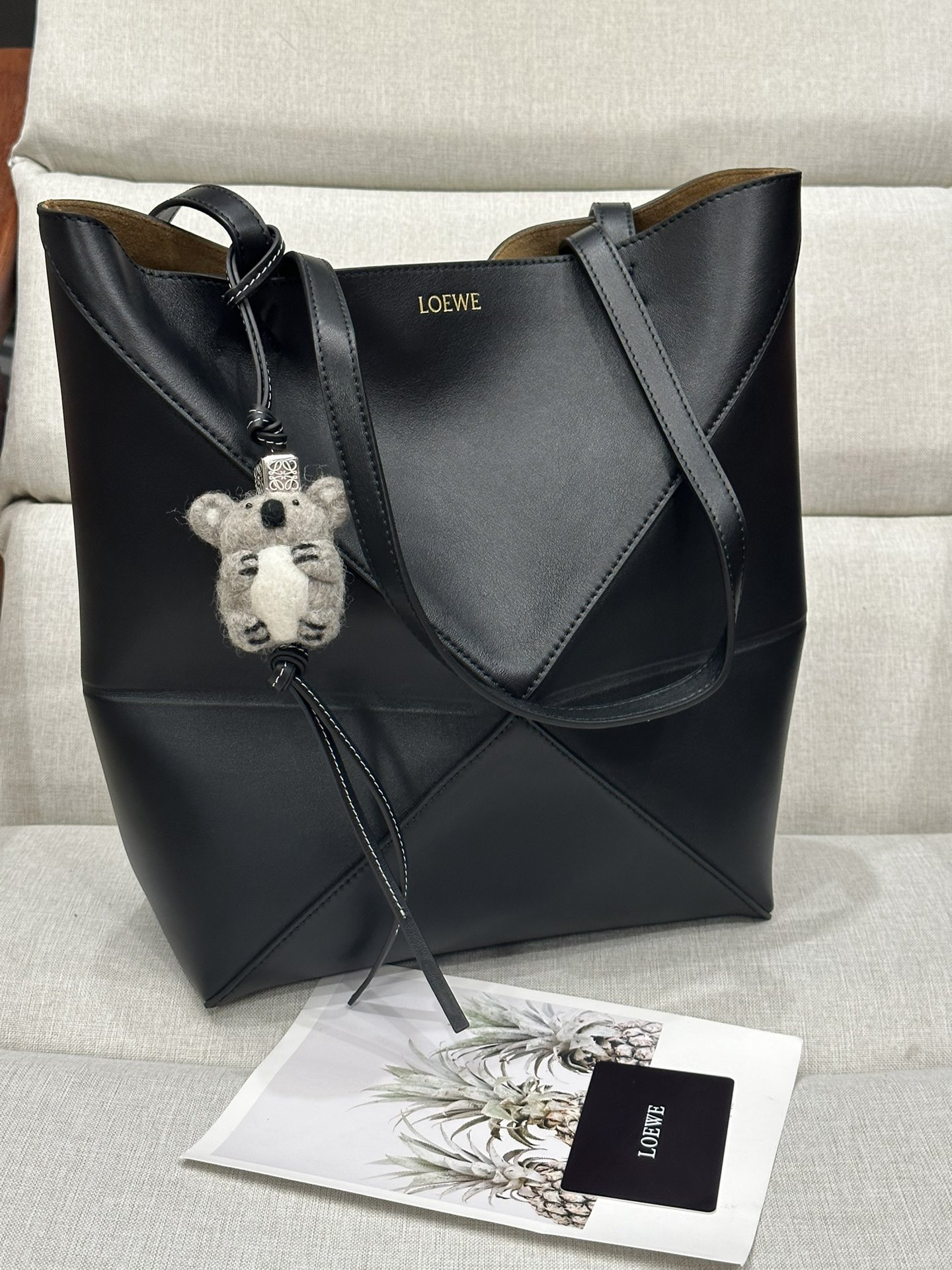 LOEWE Medium Puzzle Fold tote in shiny calfskin 25.5x14.5x31.5cm