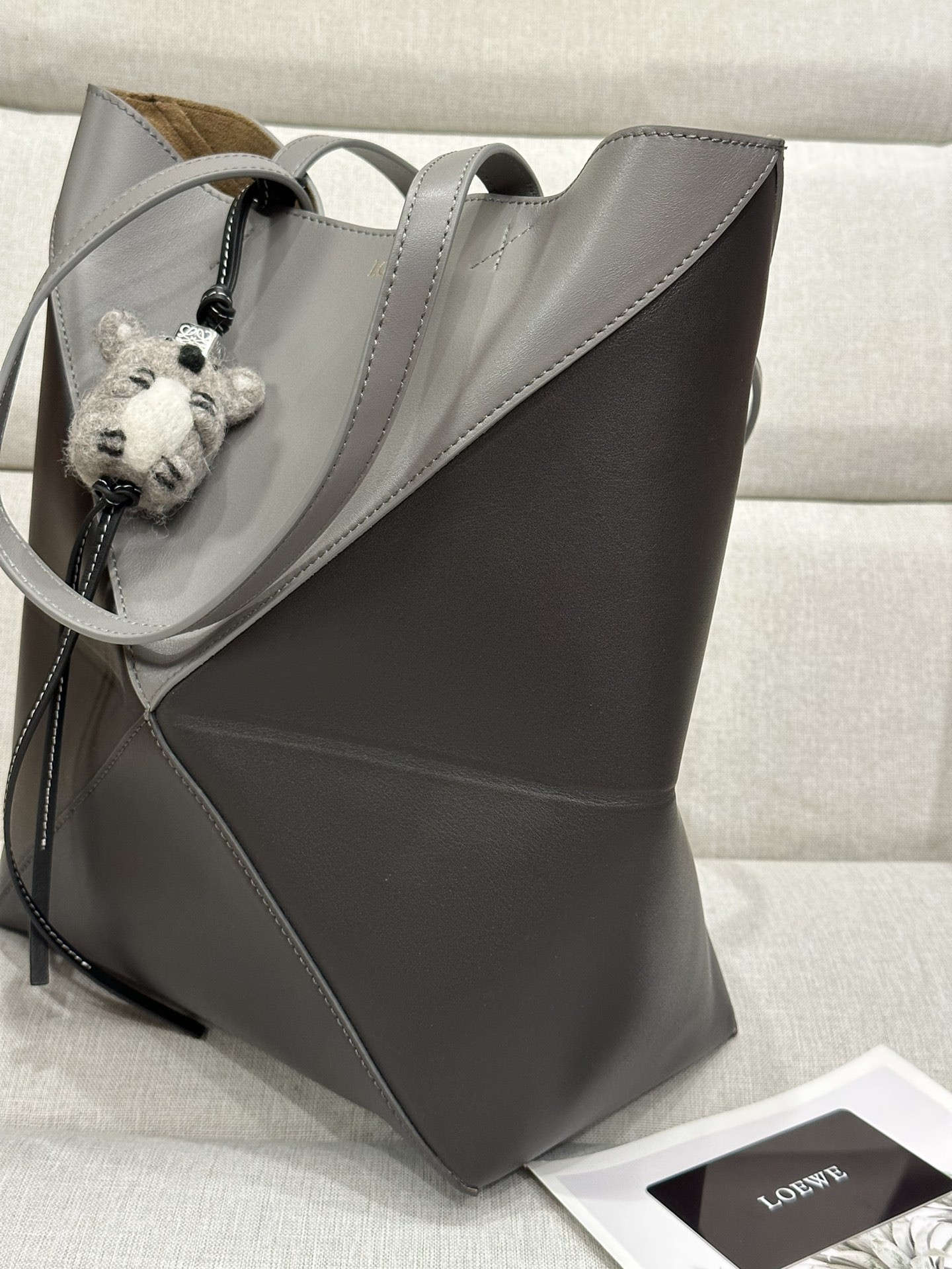 LOEWE Medium Puzzle Fold tote in shiny calfskin 25.5x14.5x31.5cm