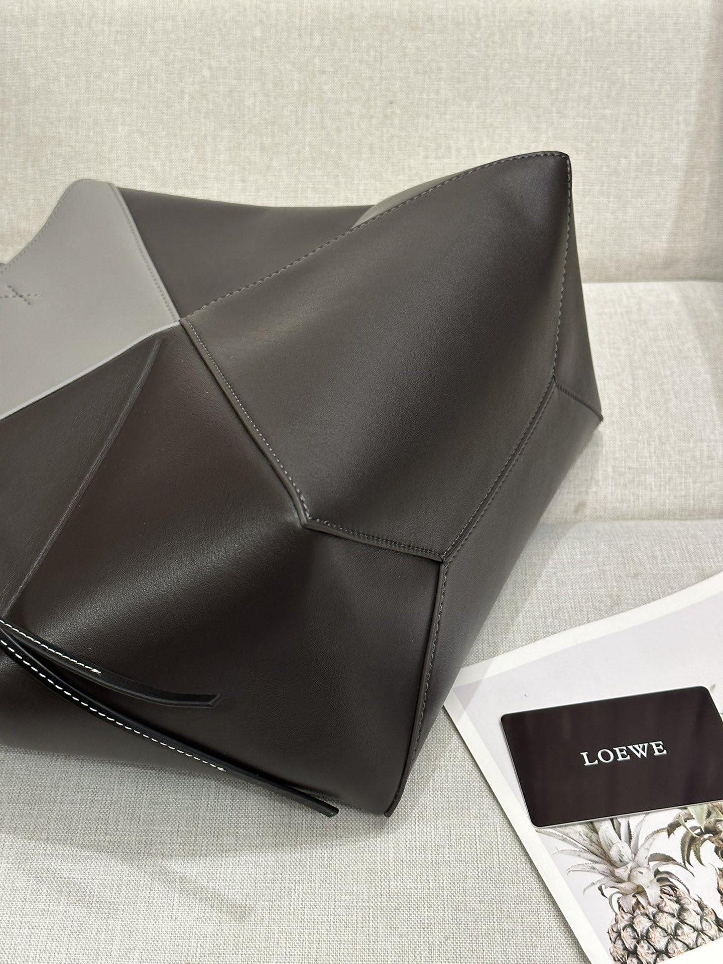 LOEWE Medium Puzzle Fold tote in shiny calfskin 25.5x14.5x31.5cm