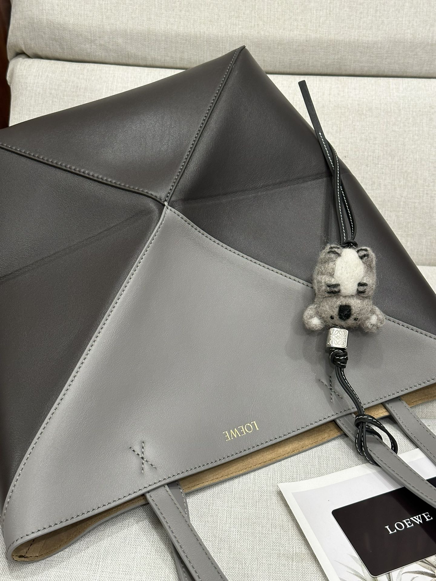 LOEWE Medium Puzzle Fold tote in shiny calfskin 25.5x14.5x31.5cm