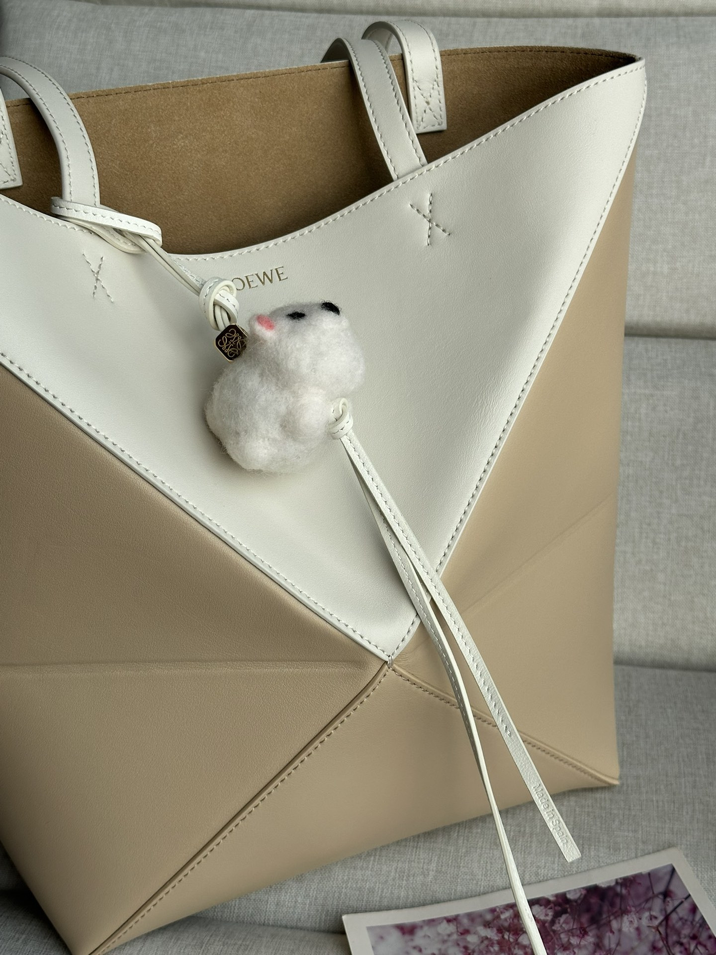 LOEWE Medium Puzzle Fold tote in shiny calfskin 25.5x14.5x31.5cm