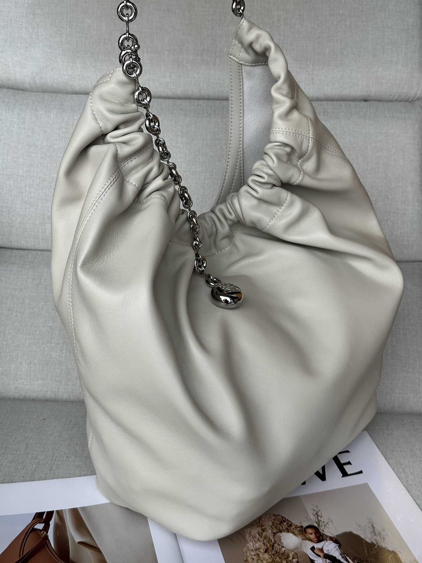 LOEWE Medium Squeeze bag in mellow nappa lambskin 34x33x13.5cm