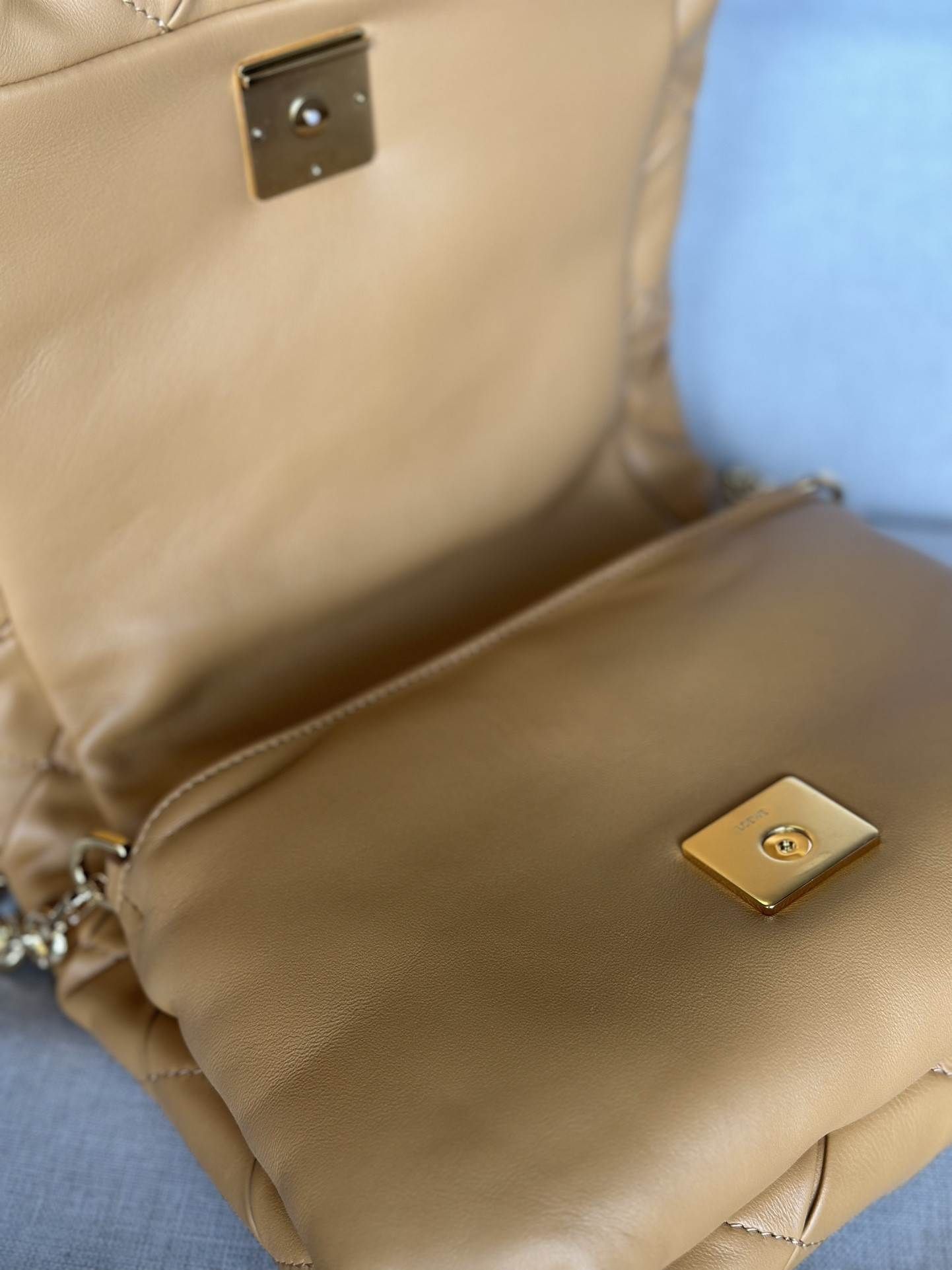 LOEWE Puffer Goya in pleated shiny nappa lambskin 23x17x9cm