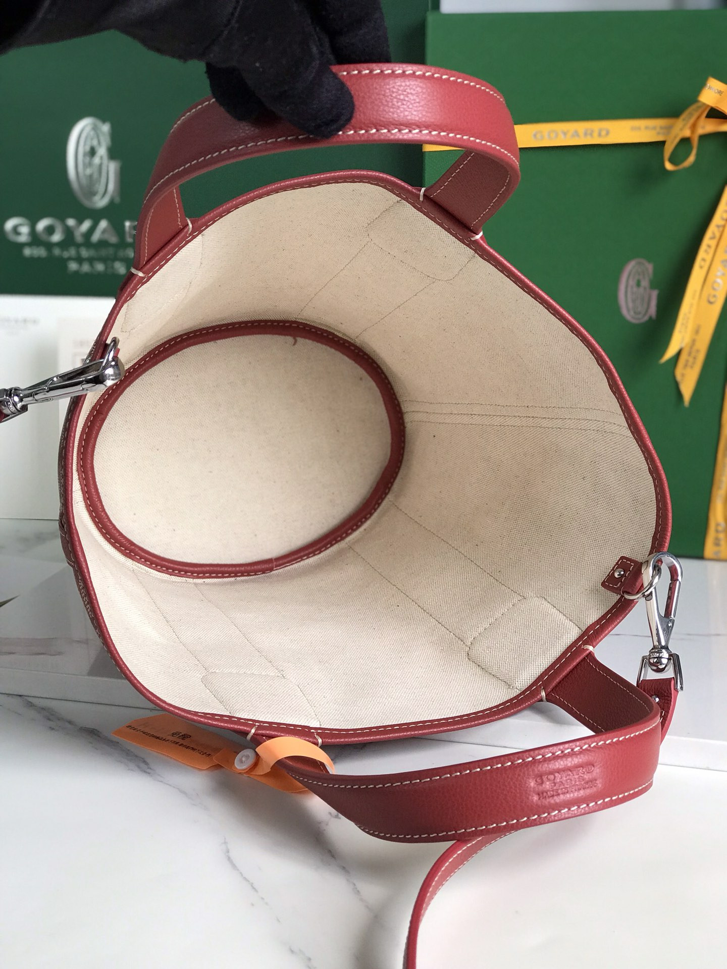 Goyard Goyardine Belharra PM Coral Tote Palladium Hardware 18x14x23cm