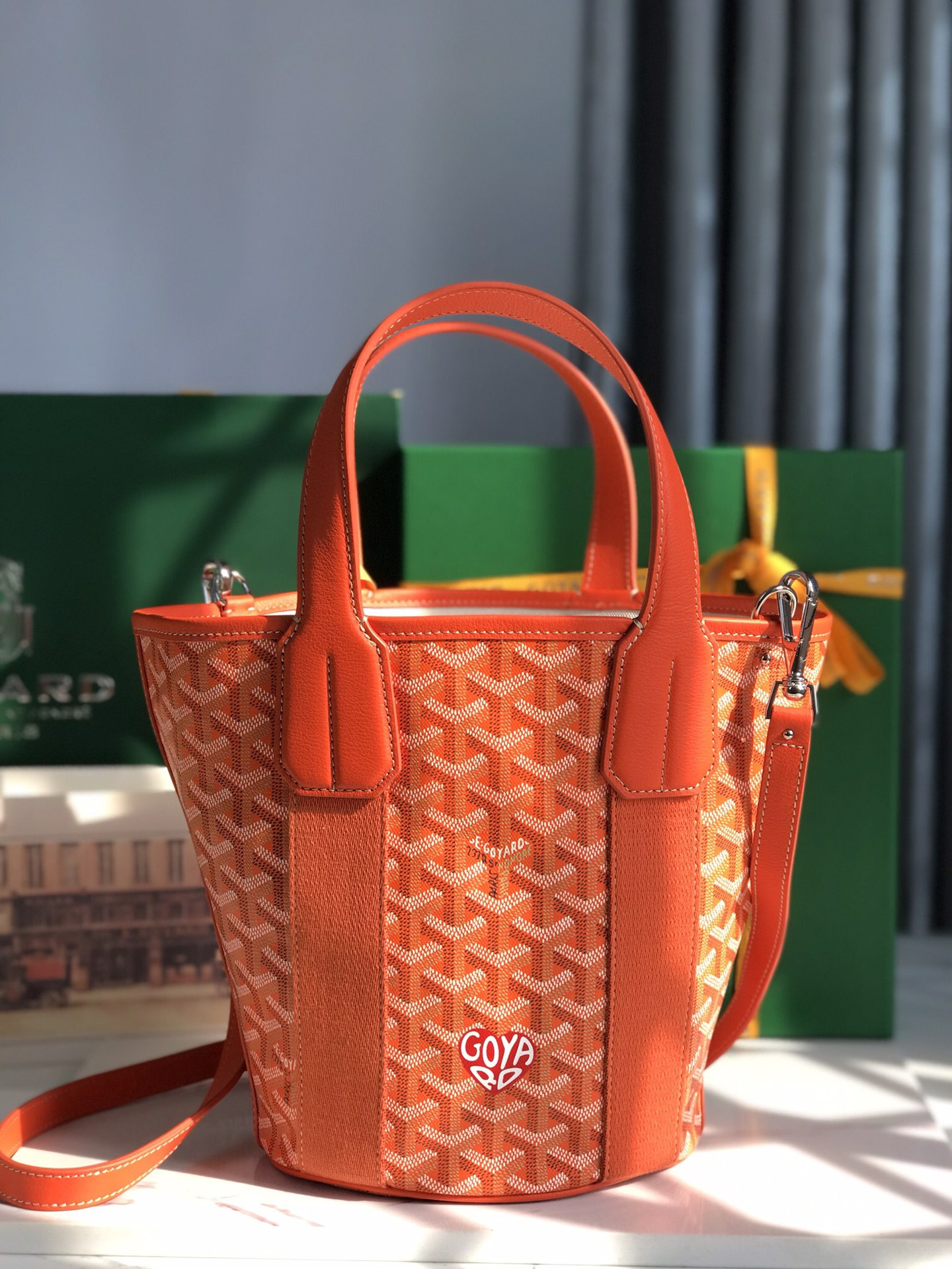 Goyard Goyardine Belharra PM Coral Tote Palladium Hardware 18x14x23cm