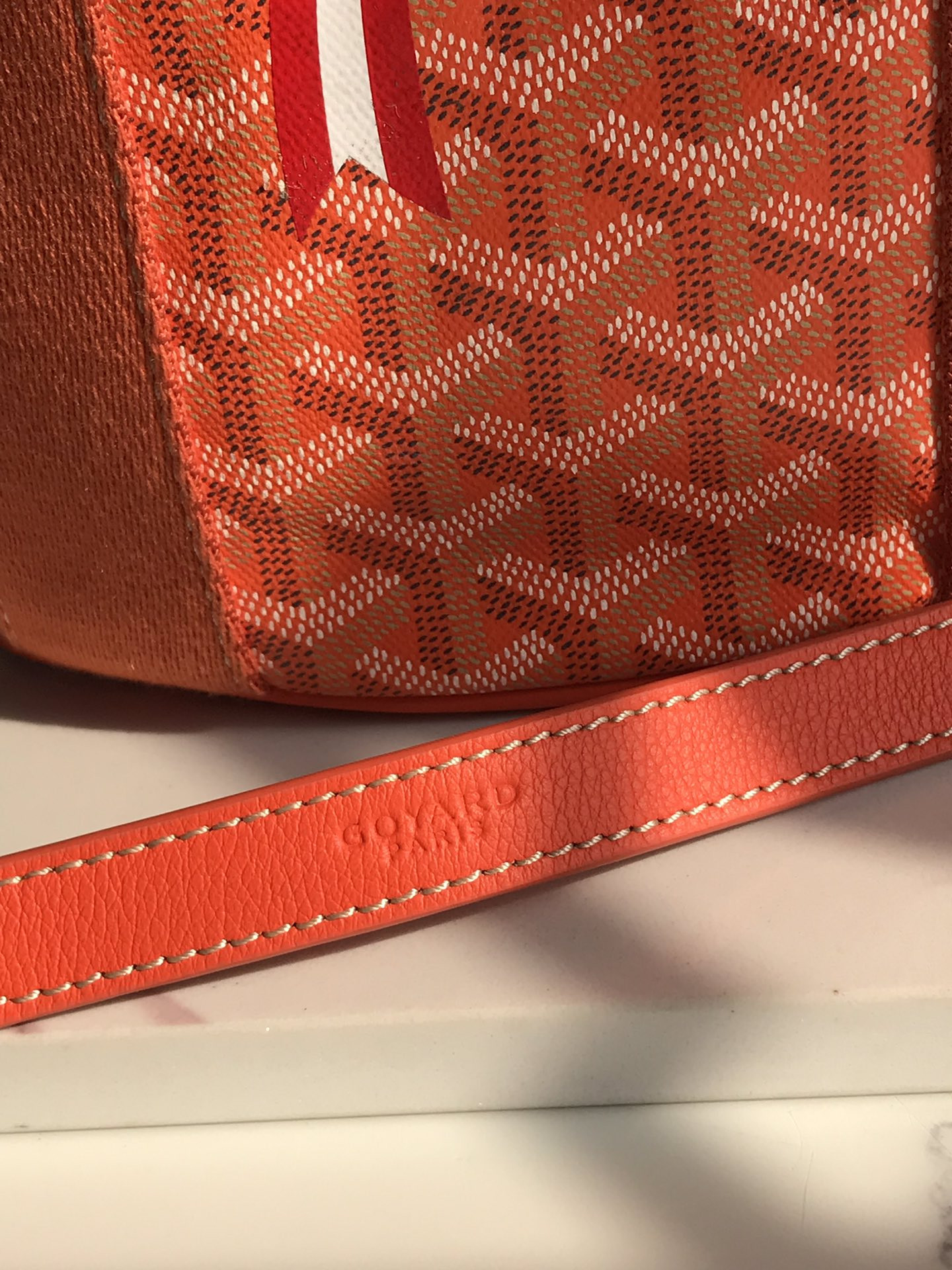 Goyard Goyardine Belharra PM Coral Tote Palladium Hardware 18x14x23cm