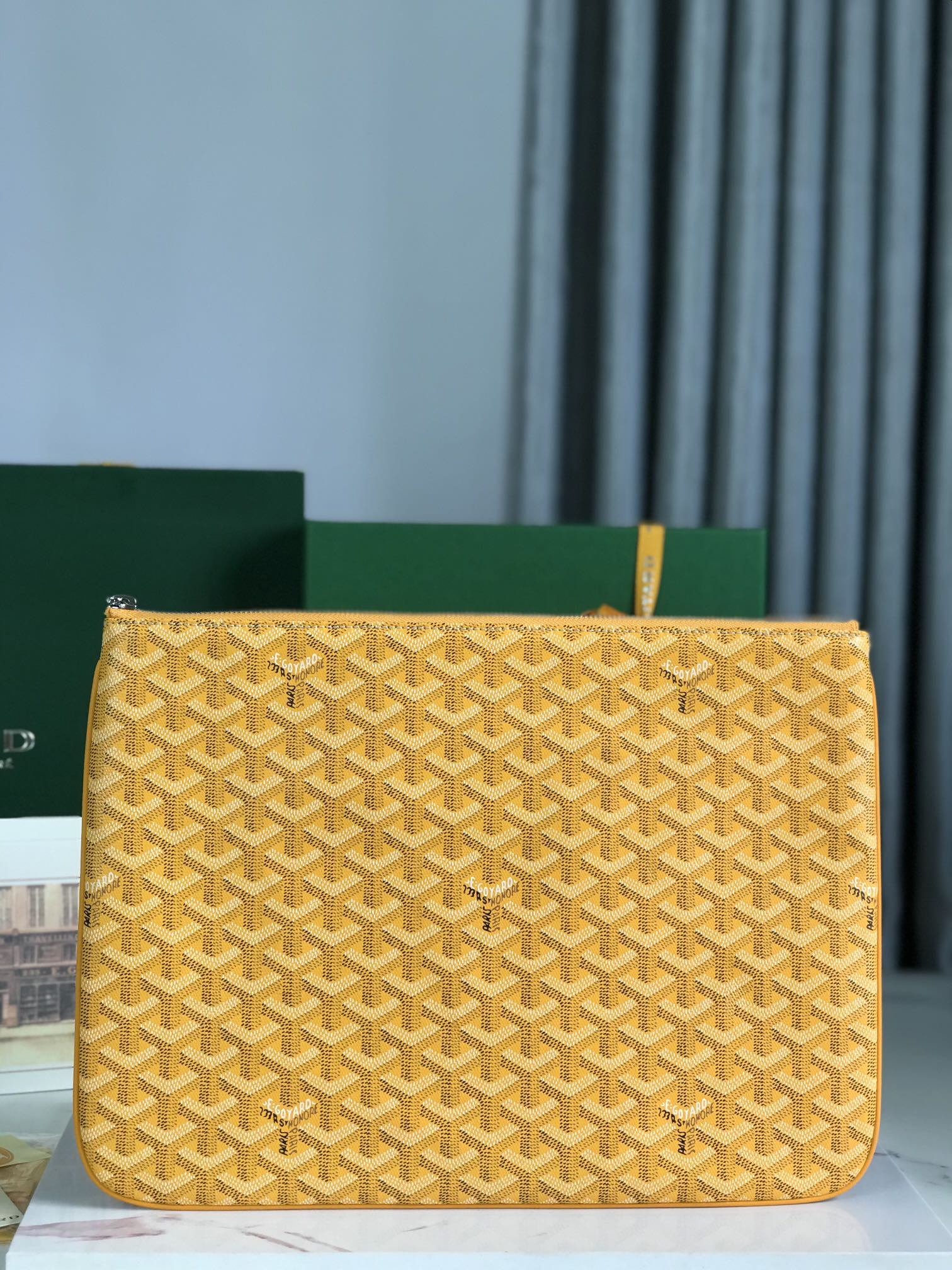 Goyard Goyardine Senat MM Pouch Palladium Hardware 36x26x0.5cm