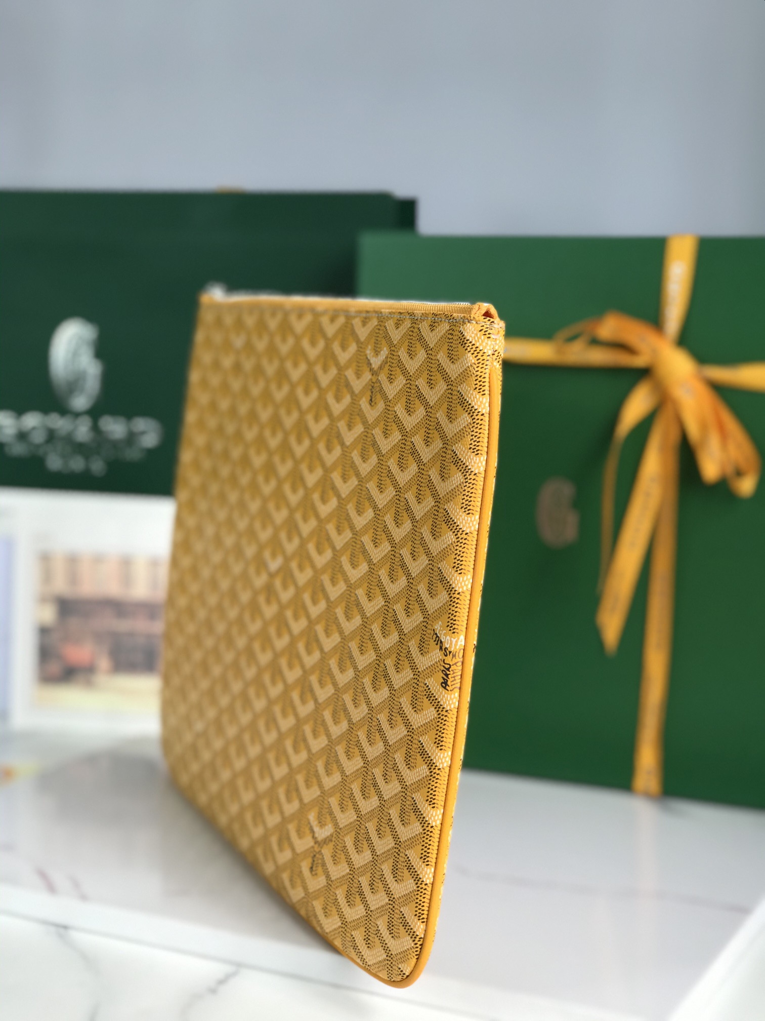 Goyard Goyardine Senat MM Pouch Palladium Hardware 36x26x0.5cm