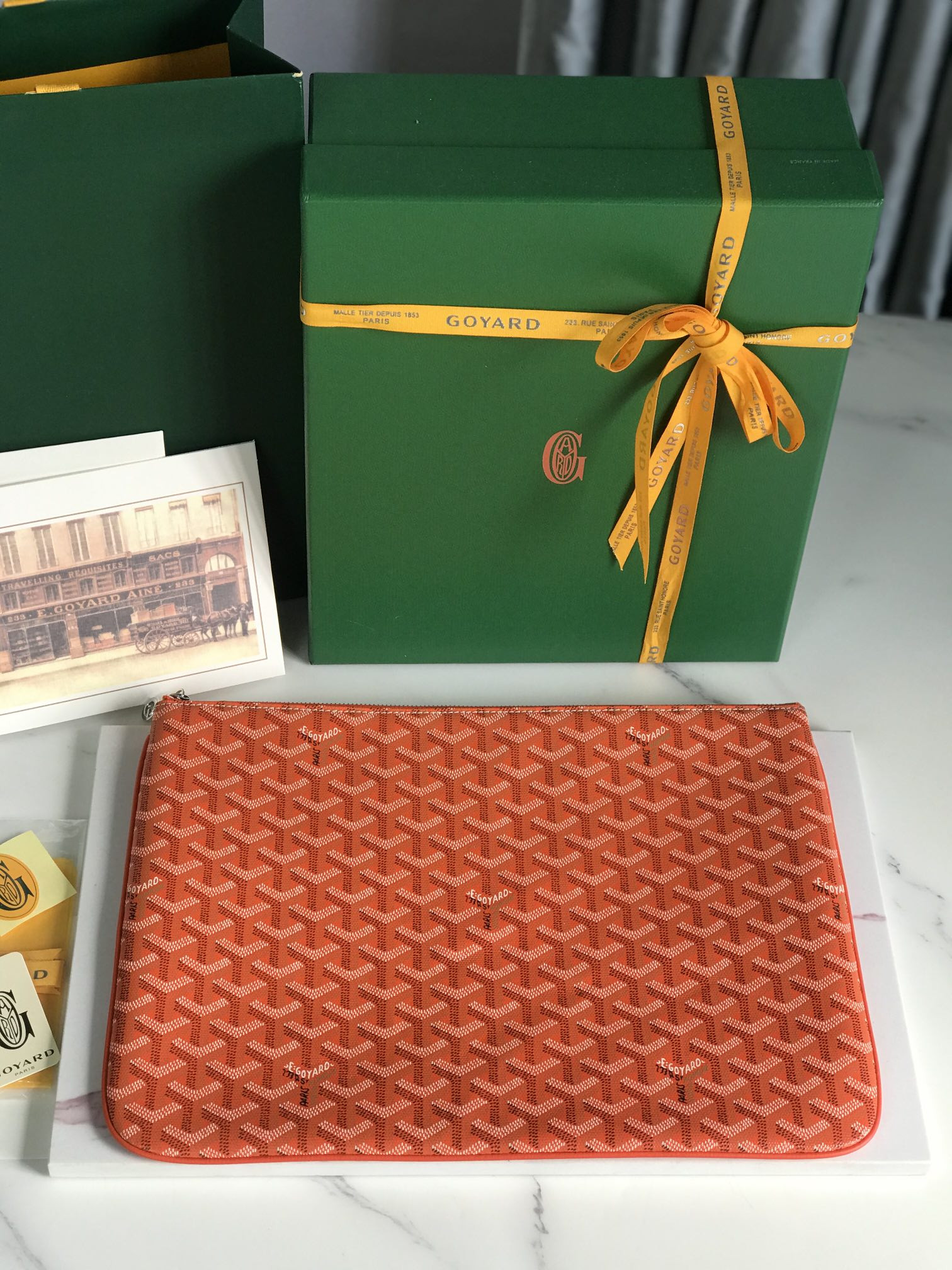 Goyard Goyardine Senat MM Pouch Palladium Hardware 36x26x0.5cm