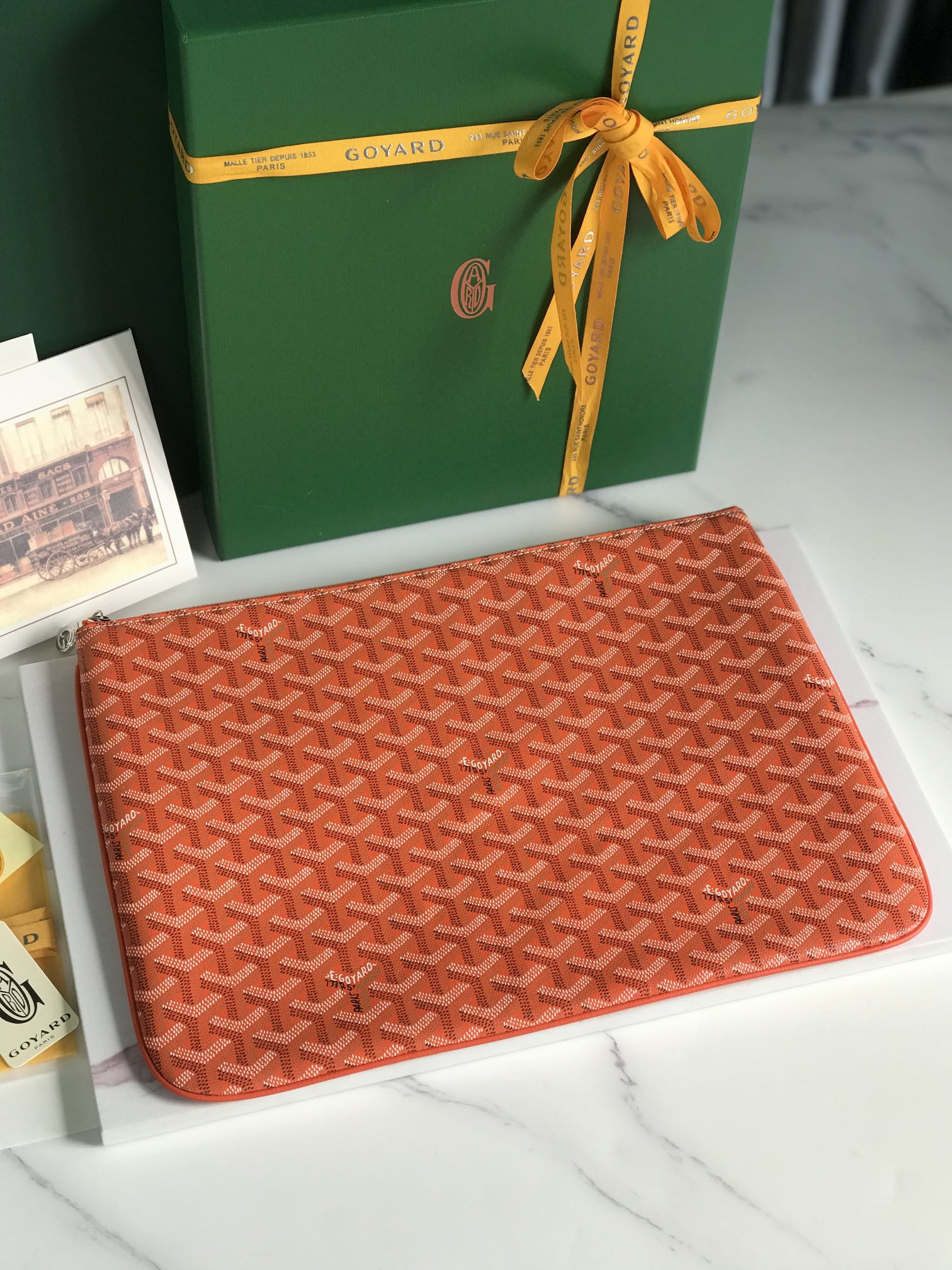 Goyard Goyardine Senat MM Pouch Palladium Hardware 36x26x0.5cm