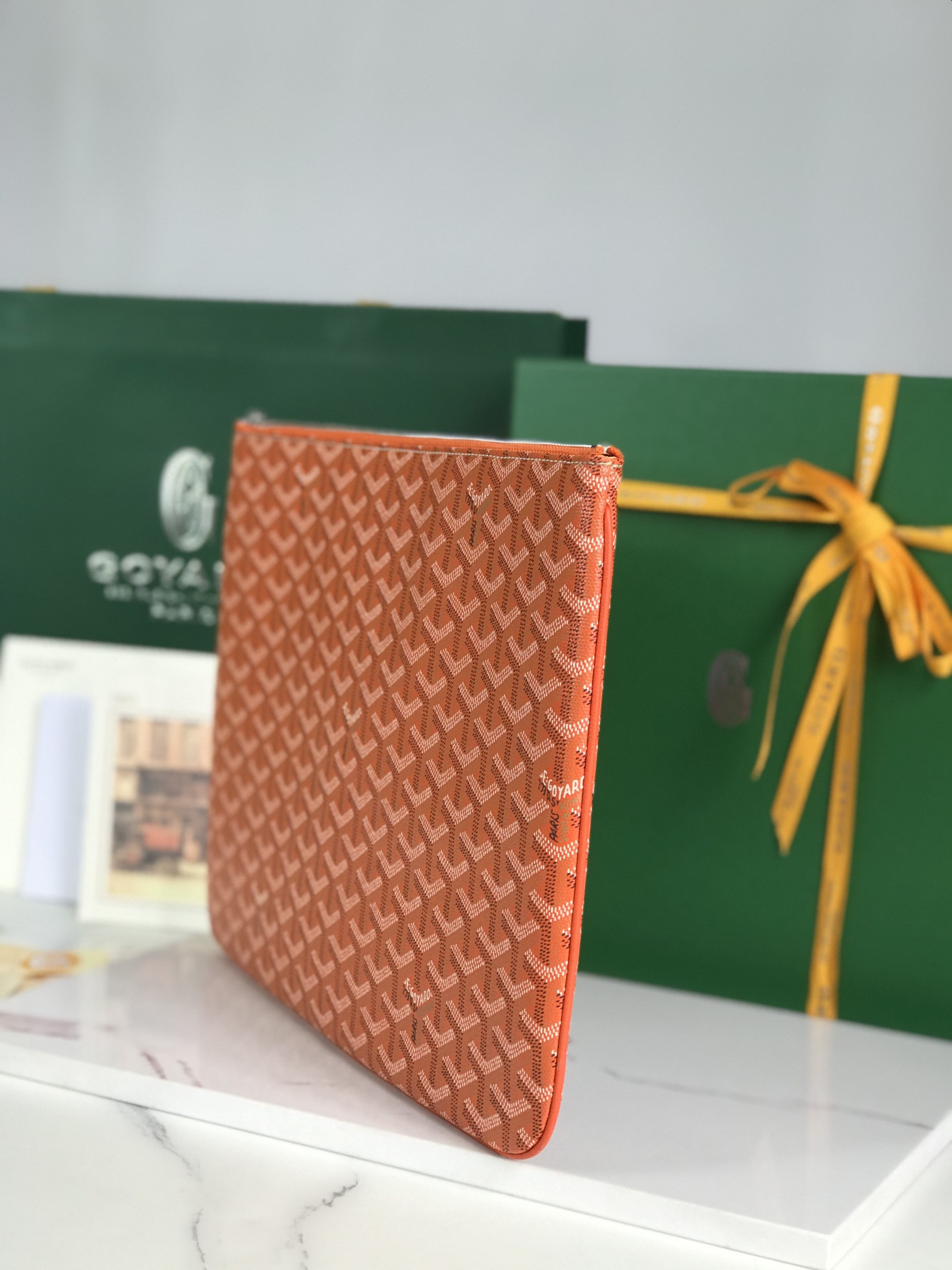 Goyard Goyardine Senat MM Pouch Palladium Hardware 36x26x0.5cm