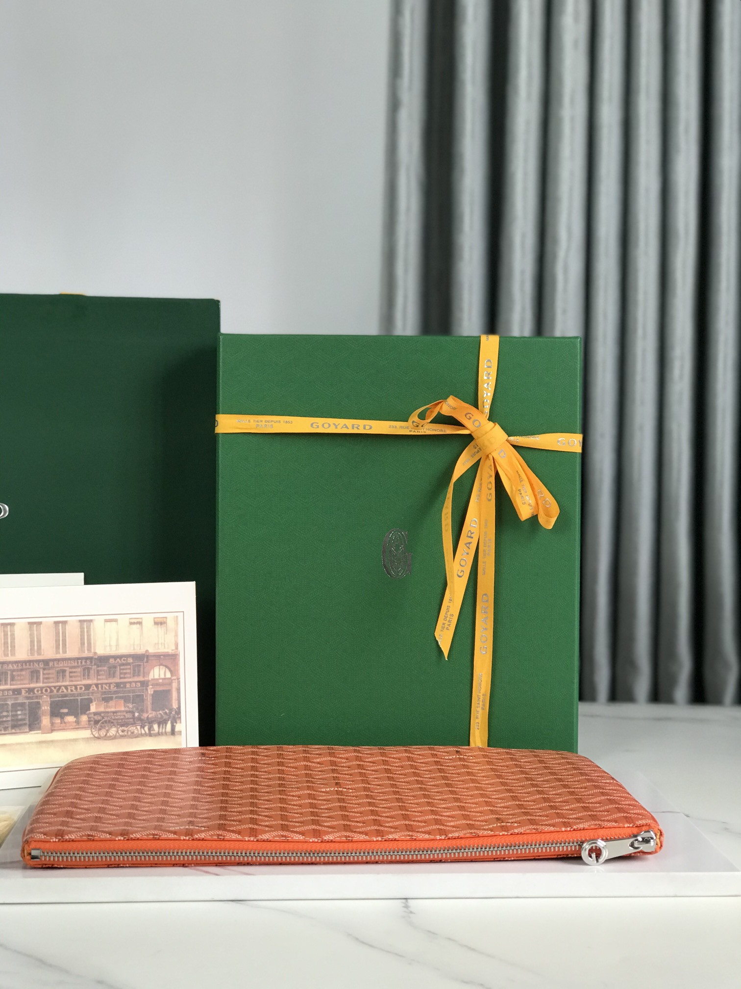 Goyard Goyardine Senat MM Pouch Palladium Hardware 36x26x0.5cm