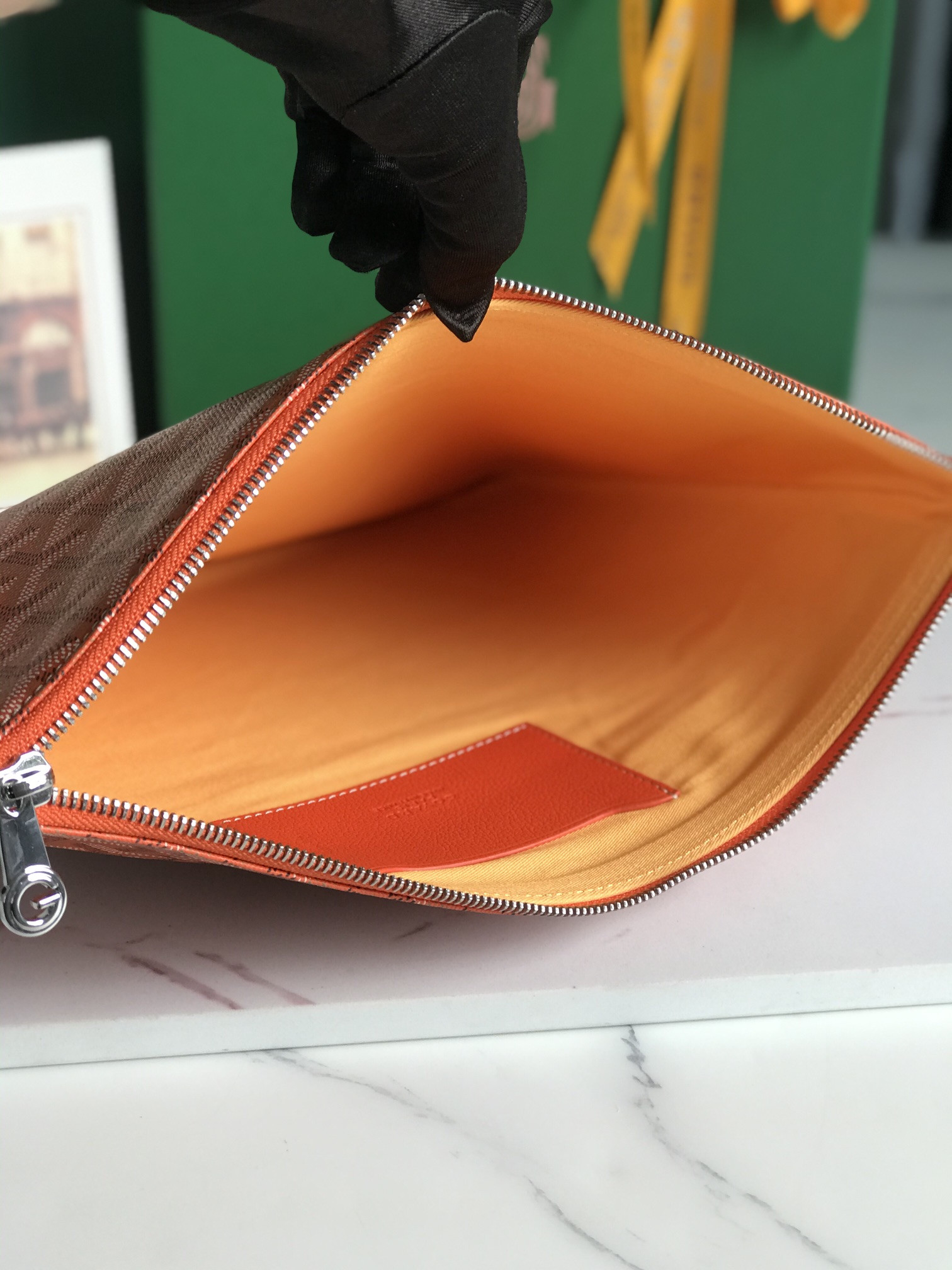 Goyard Goyardine Senat MM Pouch Palladium Hardware 36x26x0.5cm