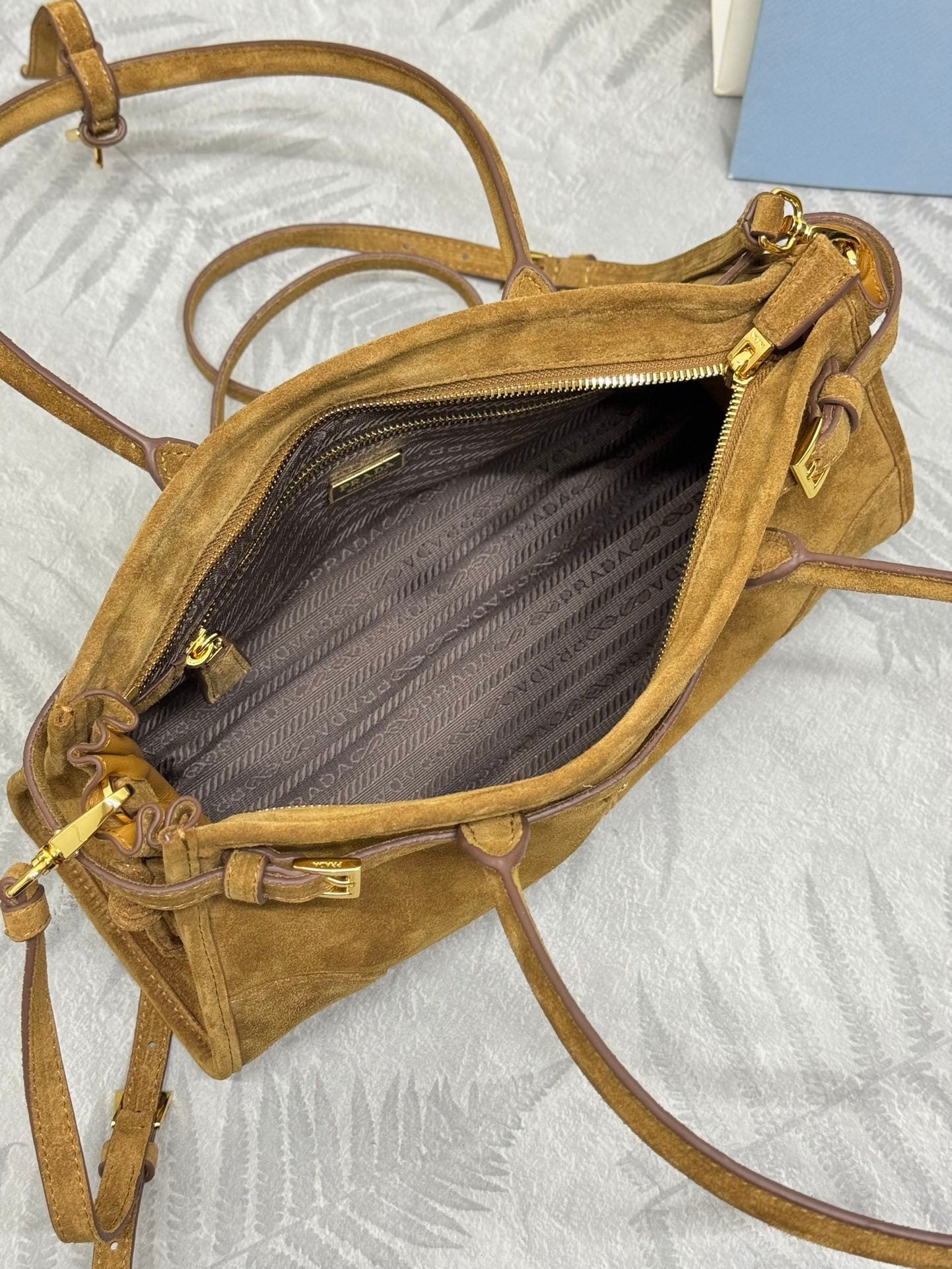 Prada Bonnie Medium Suede Handbag 32x15.5x12cm