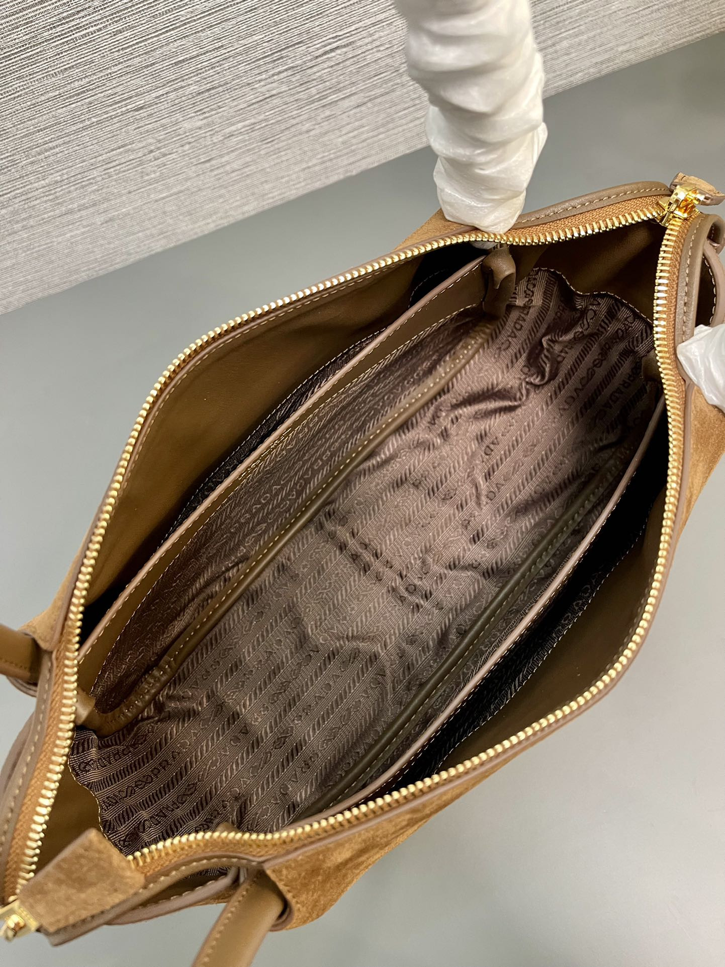 Prada Medium suede shoulder bag 28x18x11cm