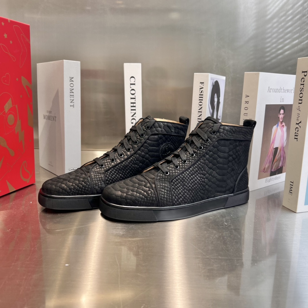 UA Christian Louboutin high-top matte snake print version