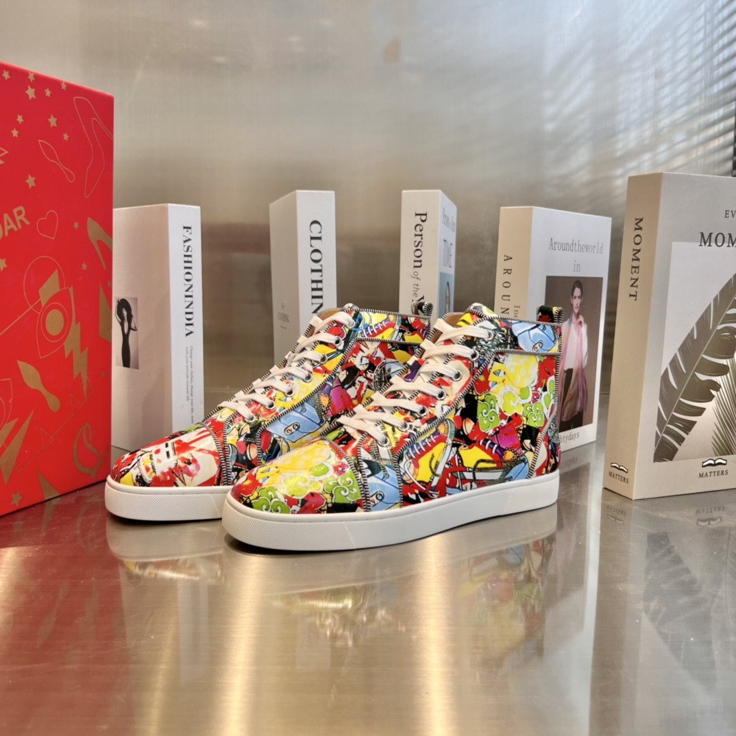 UA Christian Louboutin high-top matte snake print version